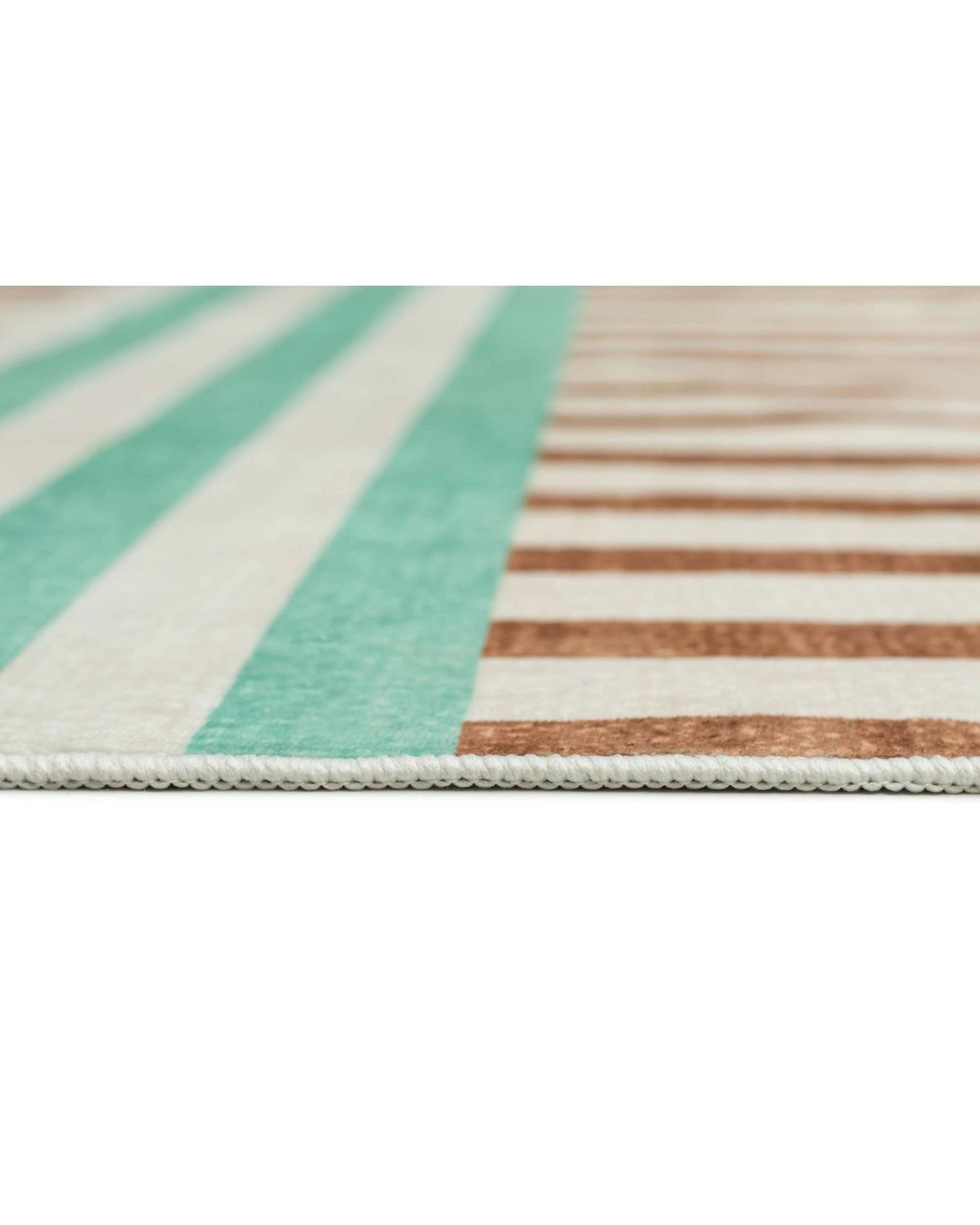 8 Loopsie Canyada Stripe Printed Washable Rug-290cm x 190cm - Green, 8 of 8