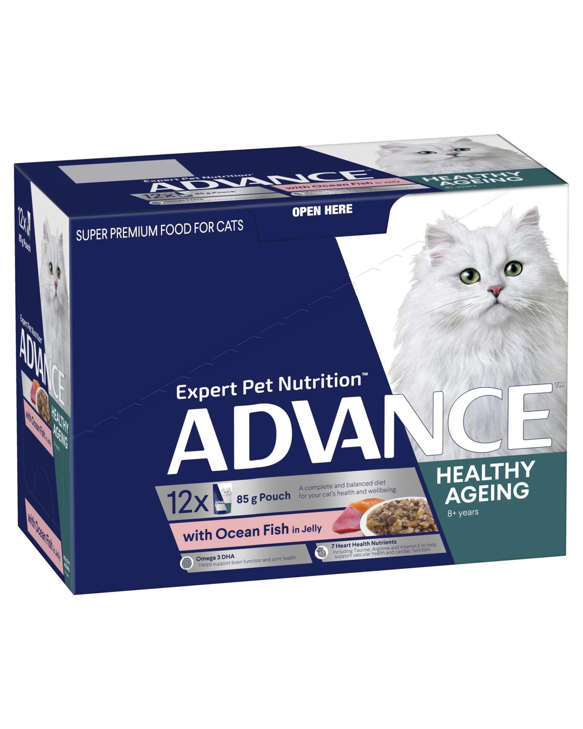 2 Advance Mature 8+ Wet Cat Food w/ Ocean Fish in Jelly 12 x 85g, 2 of 3