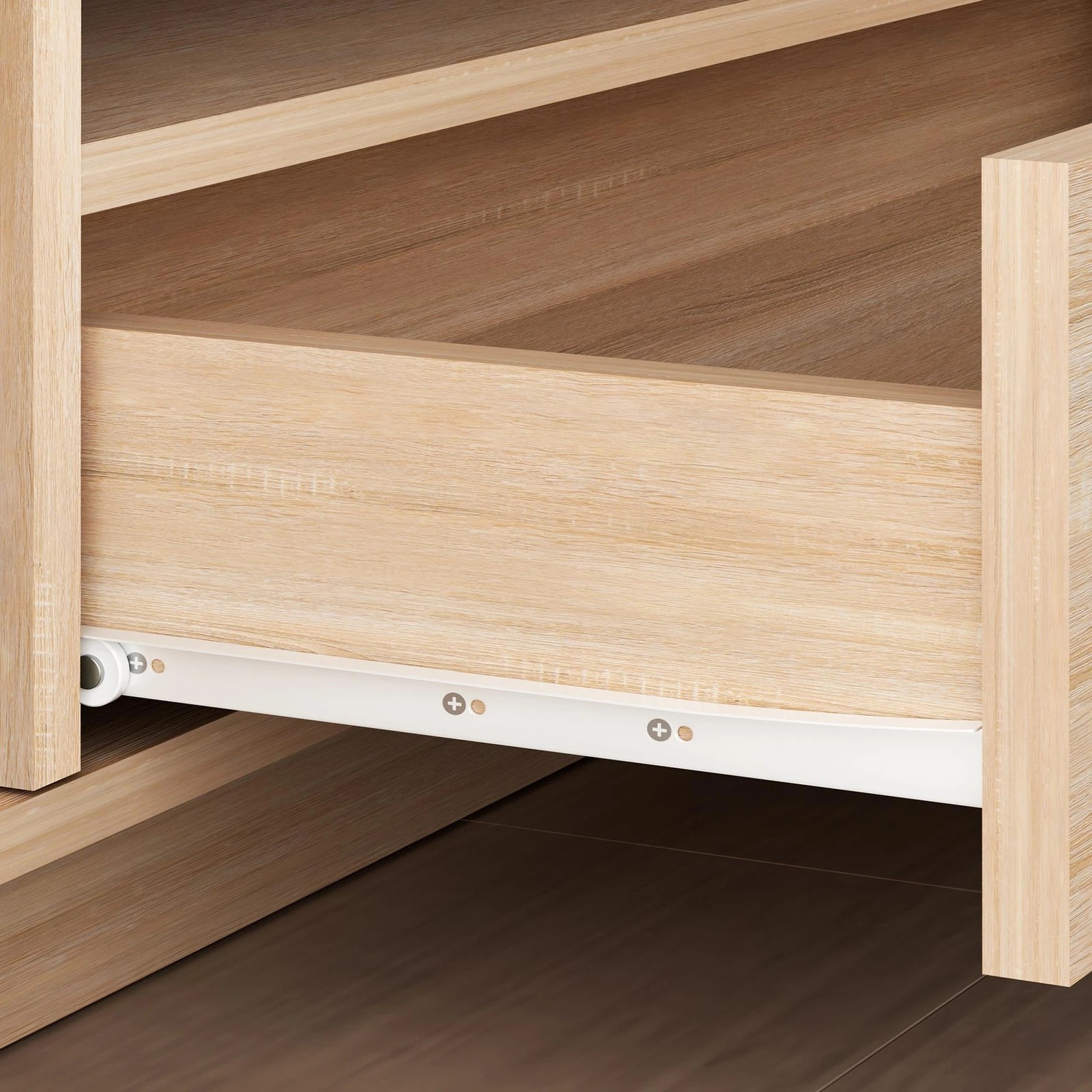 3 Alfordson Entertainment Unit 180cm TV Cabinet Stand Storage LED Light - Oak, 3 of 10