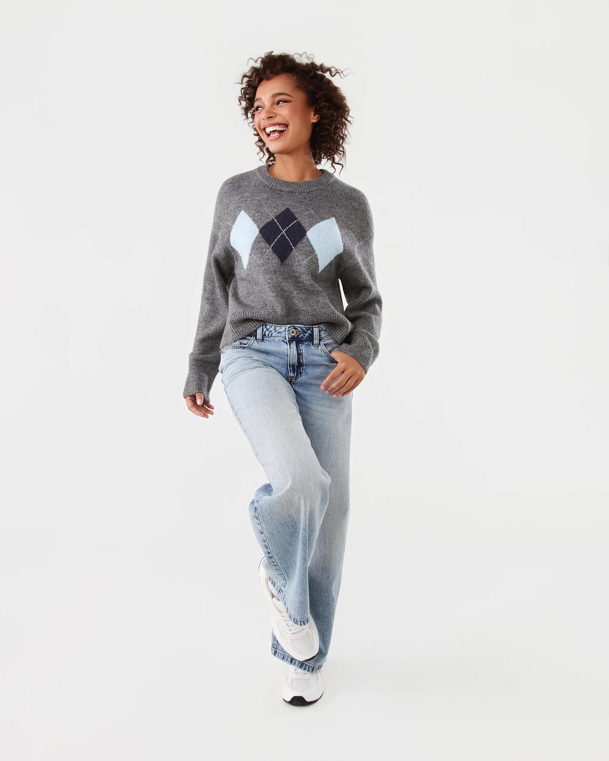 2 Jacquard Knit Jumper Grey Marle, 2 of 9