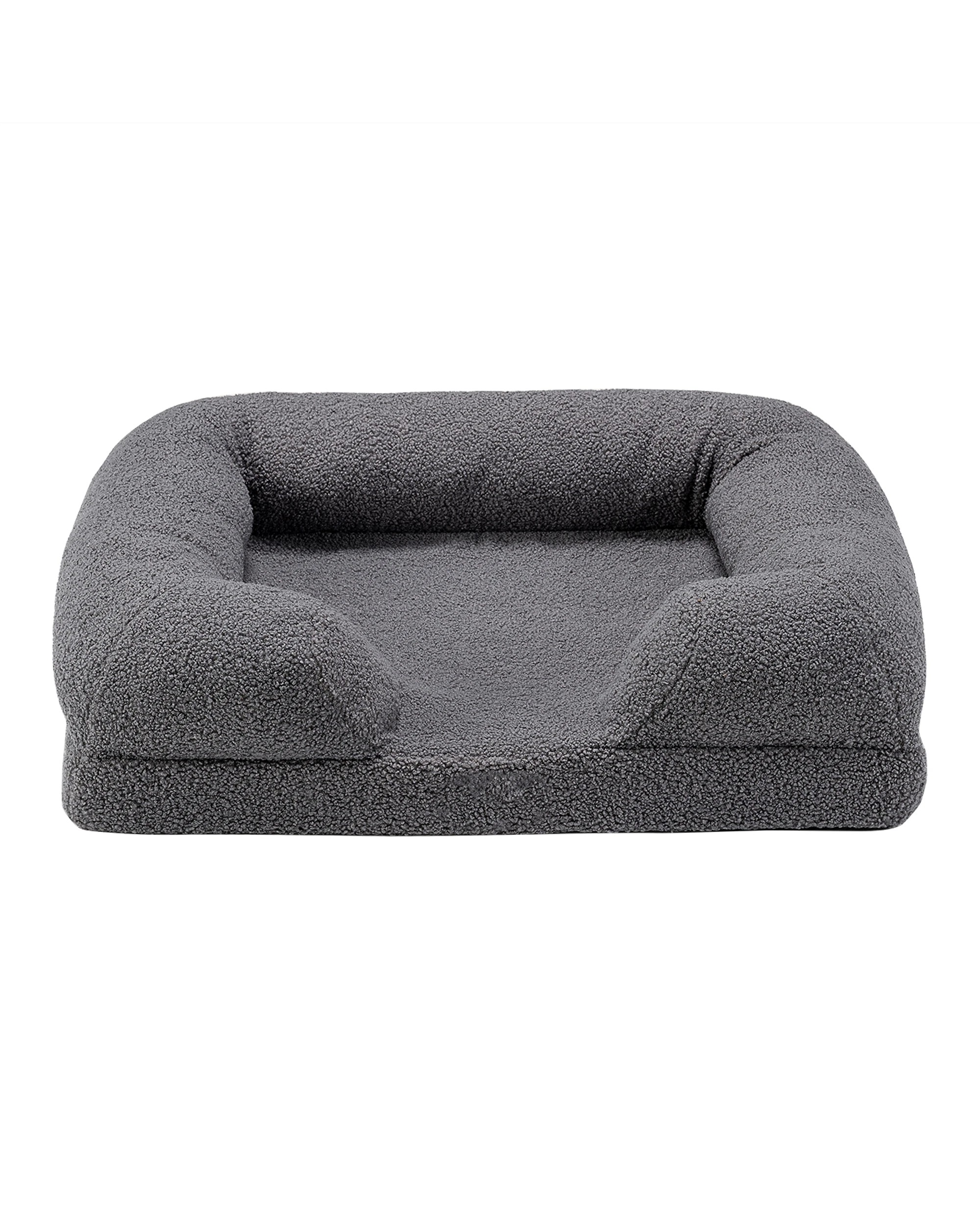 2 Petzly Memory Foam Dog Bed Plush Pet Sofa Calming Bed Washable Cover Grey 71cm, 2 of 9