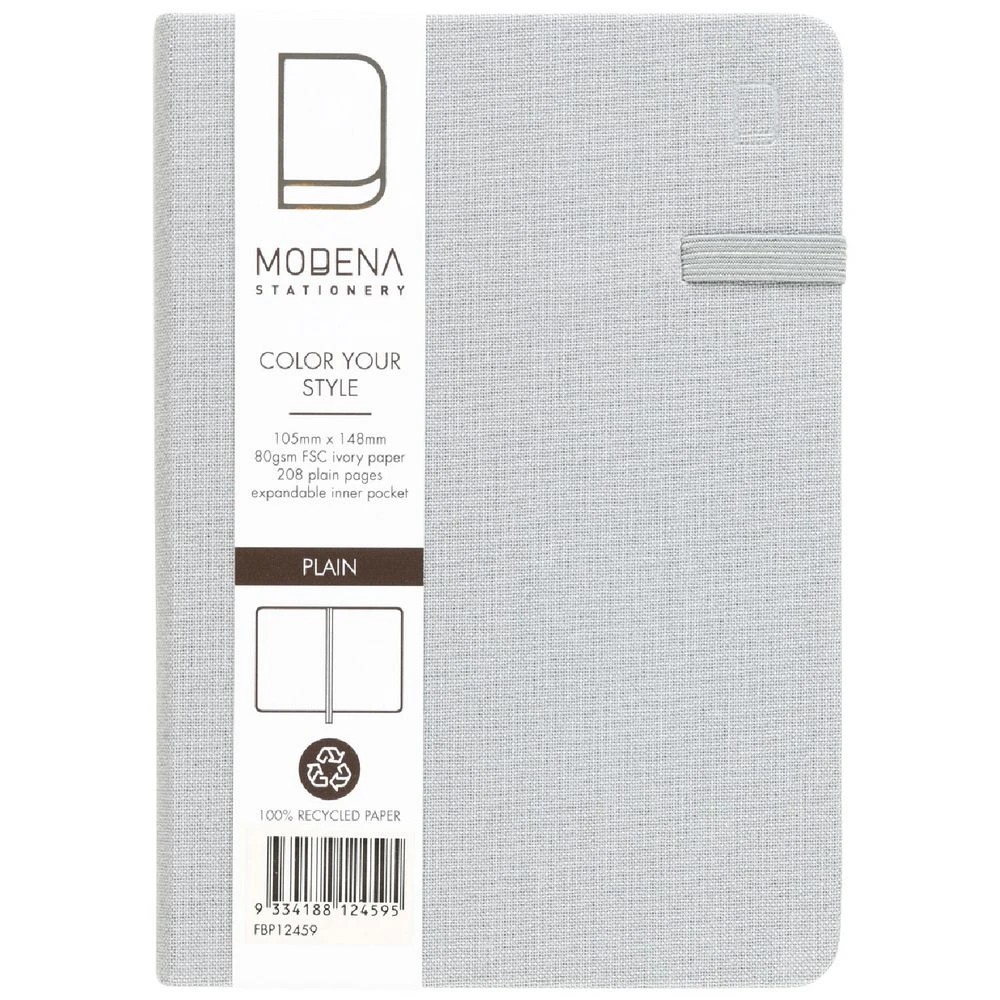1 Modena A6 Linen Plain Notebook Grey, 1 of 5