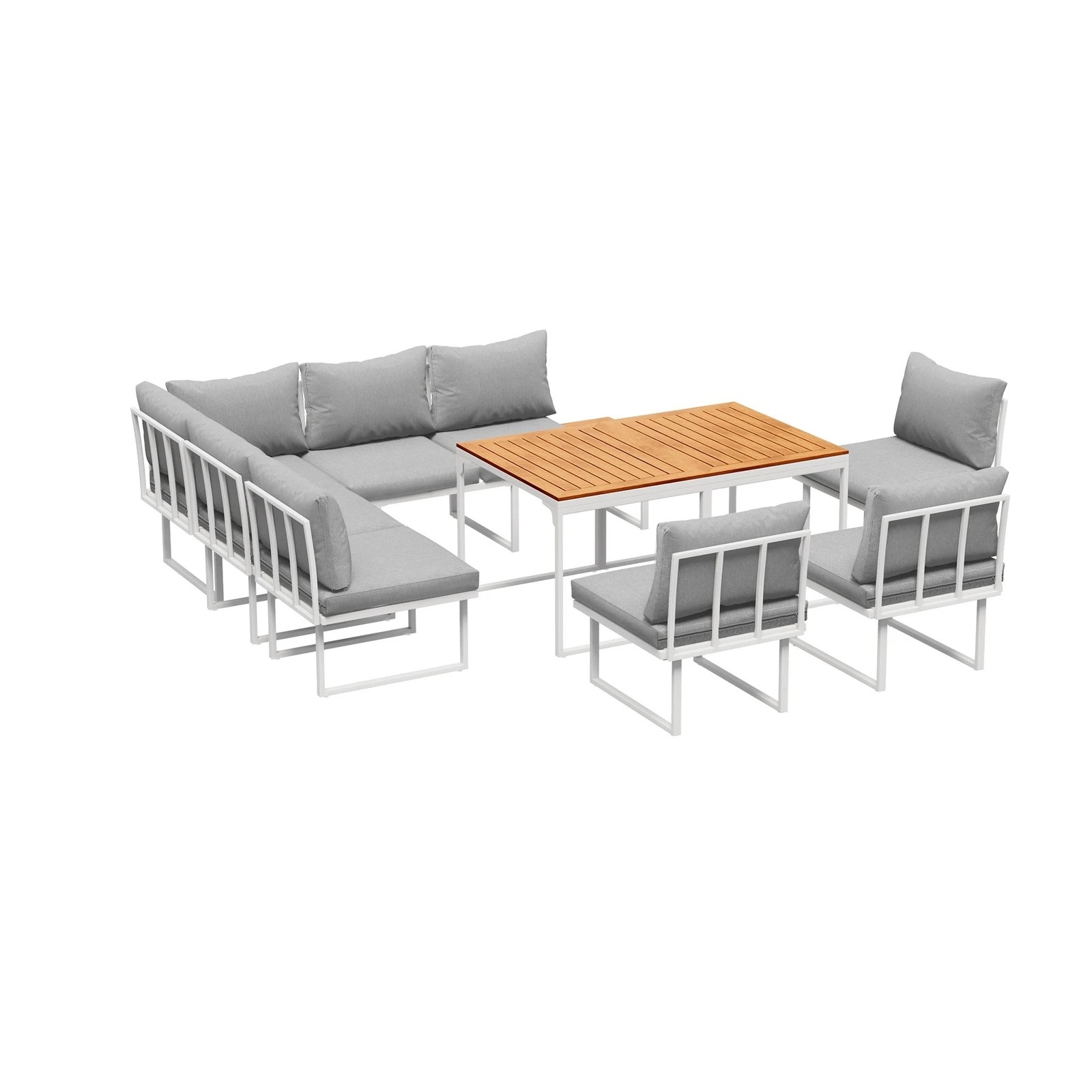 8 Livsip 8 Seater Outdoor Dining Sofa Set Lounge Furniture with Side Table - Multi, 8 of 8