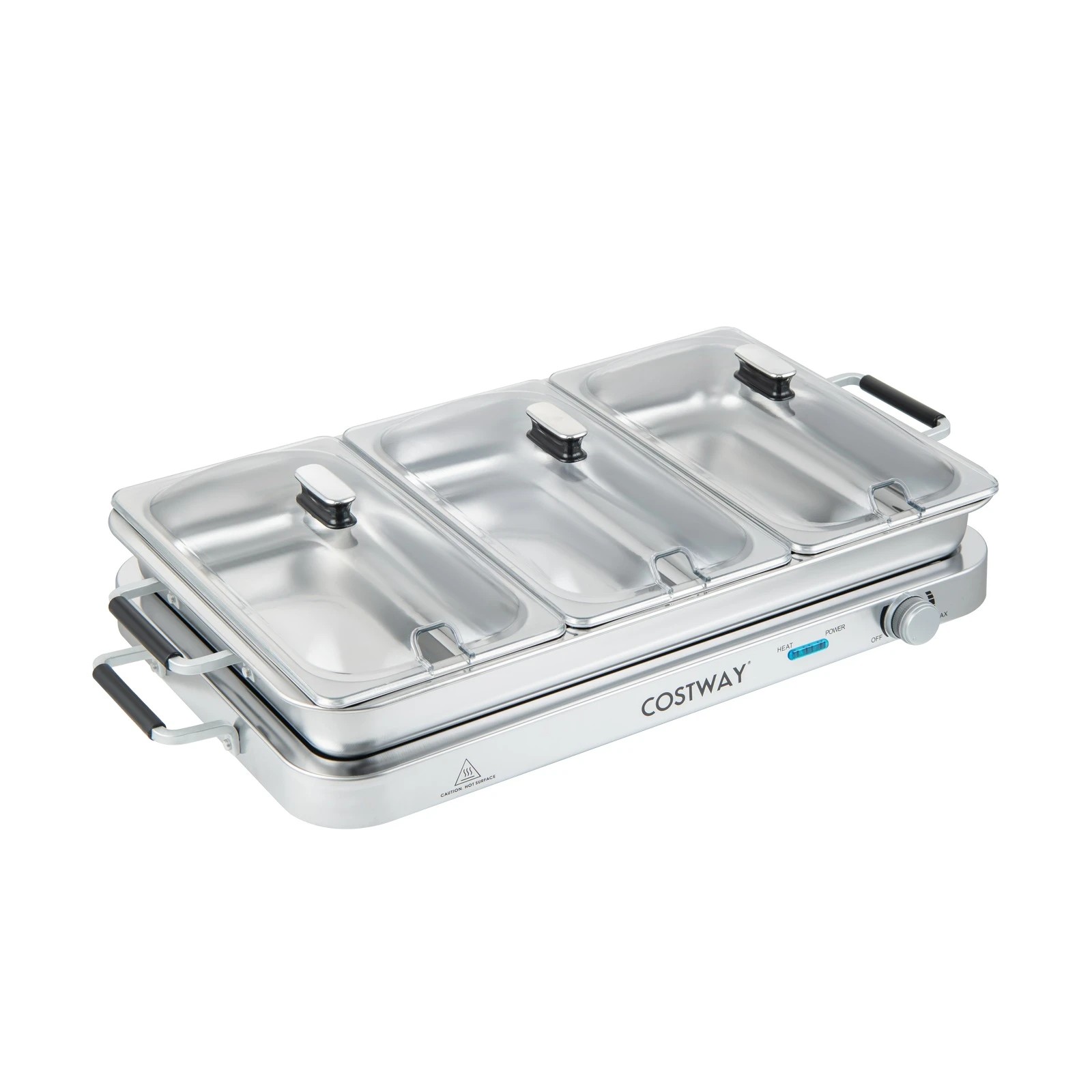 1 Costway 2 in 1 Stainless Warming Tray 450W Electric Buffet Server 8 Qt Capacity - Silver, 1 of 1