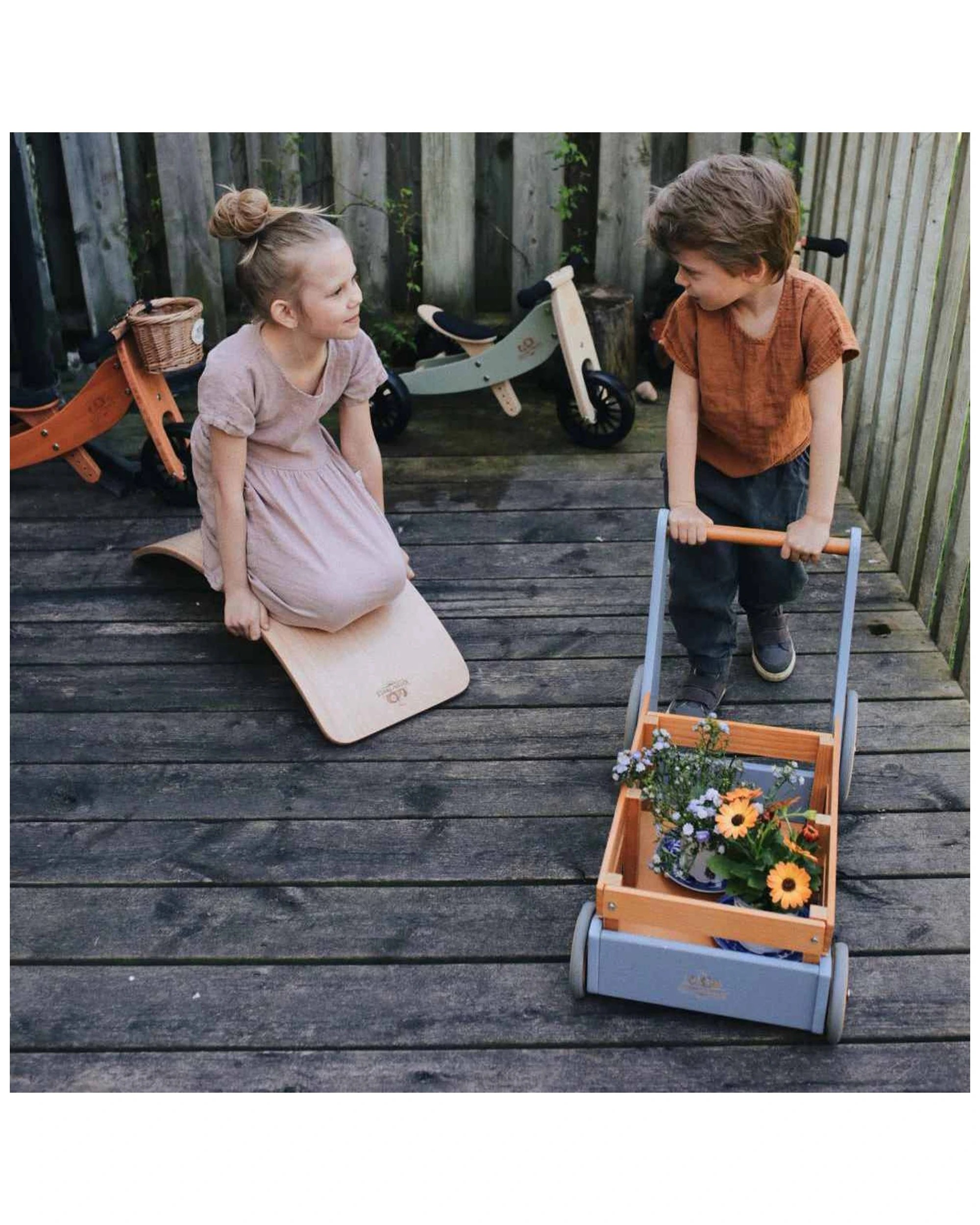 3 Kinderfeets Wooden 62cm Cargo Walker Slate Baby Toddler 12 Months Plus
 - Blue, 3 of 7