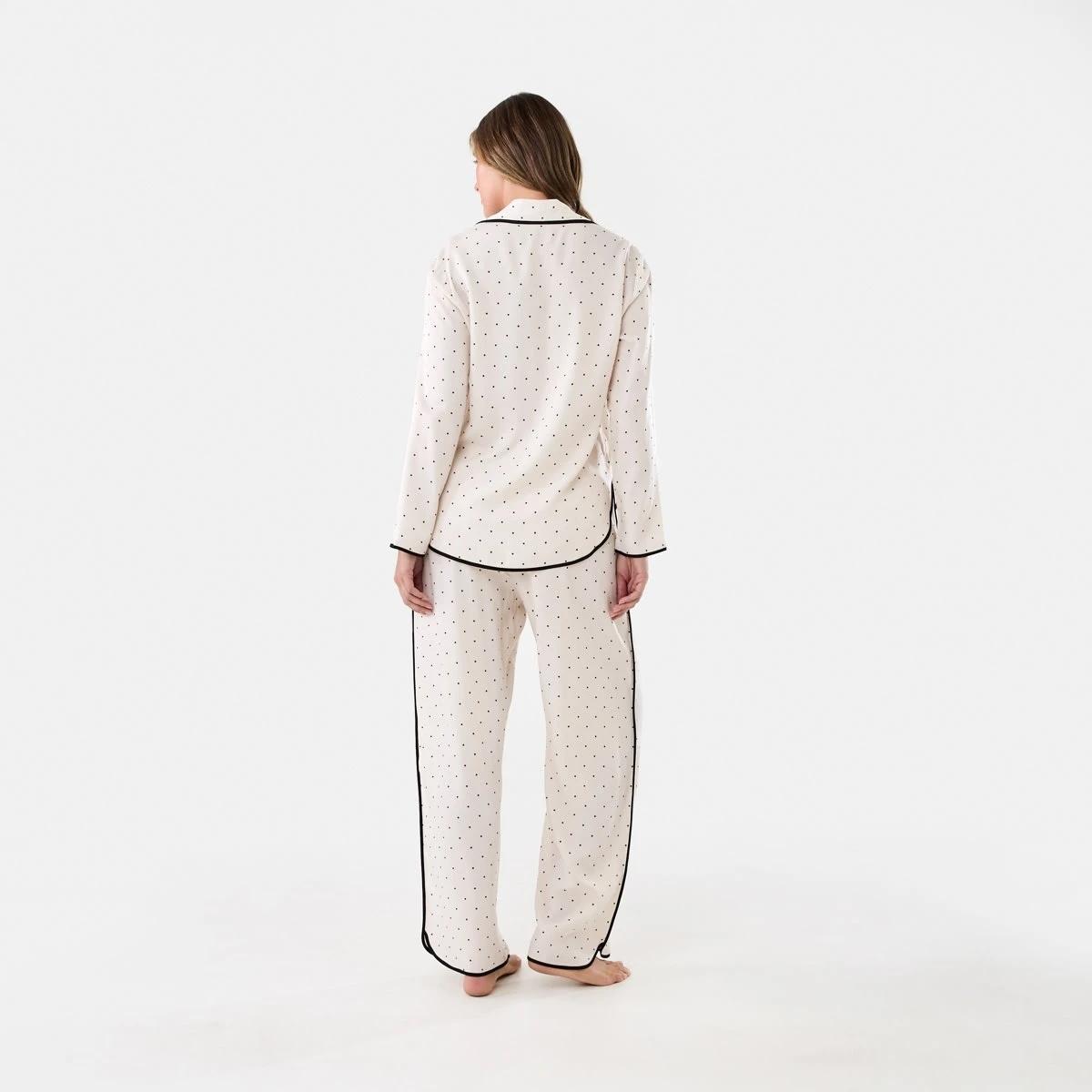 3 Matte Satin Long Sleeve Top and Pants Pyjama Set Pin Spot, 3 of 7