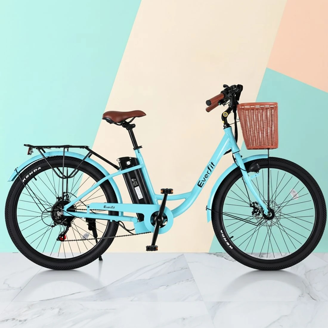 6 Everfit 26" Electric Bike City Bicycle eBike e-Bike Commuter w/ Battery - Blue, 6 of 6