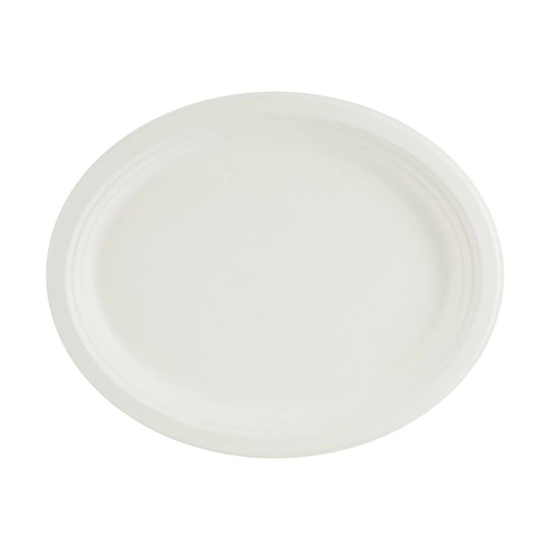 1 50 Pack Sugarcane Pulp Oval White Plates, 1 of 5