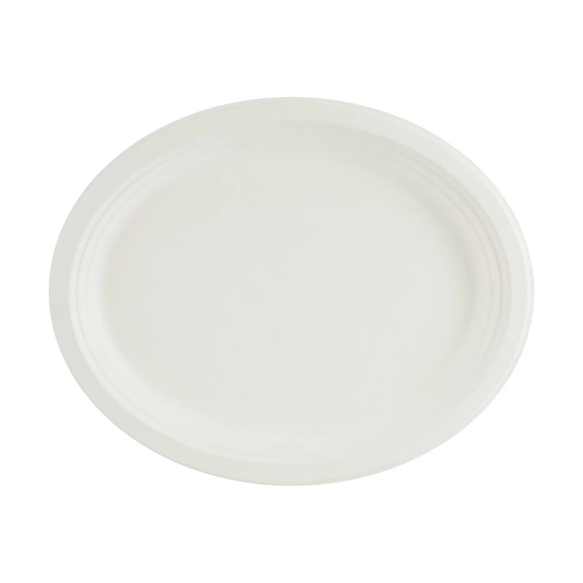 1 50 Pack Sugarcane Pulp Oval White Plates, 1 of 5