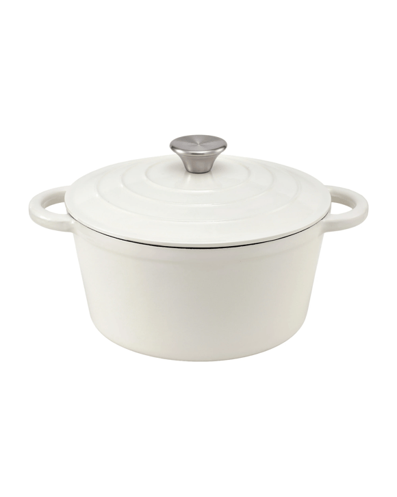 5-Star Chef 3.8L Enameled Cast Iron Dutch Oven Pot with Lid for Sourdough Bread Baking - White