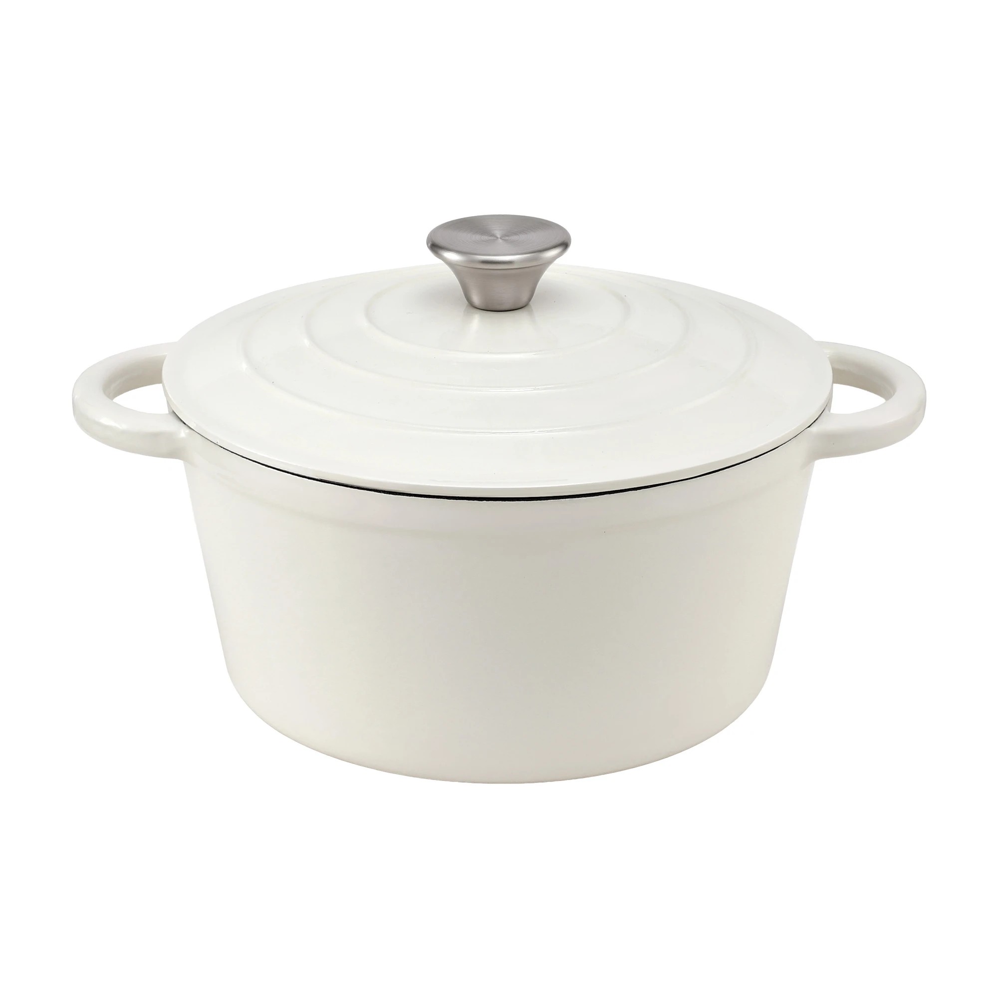 1 5-Star Chef 3.8L Enameled Cast Iron Dutch Oven Pot with Lid for Sourdough Bread Baking - White, 1 of 9