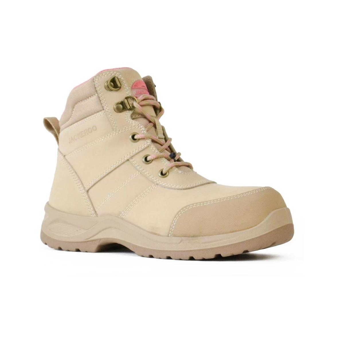 1 Womens Fit Side Zip Work Boot BEIGE SAND, 1 of 3