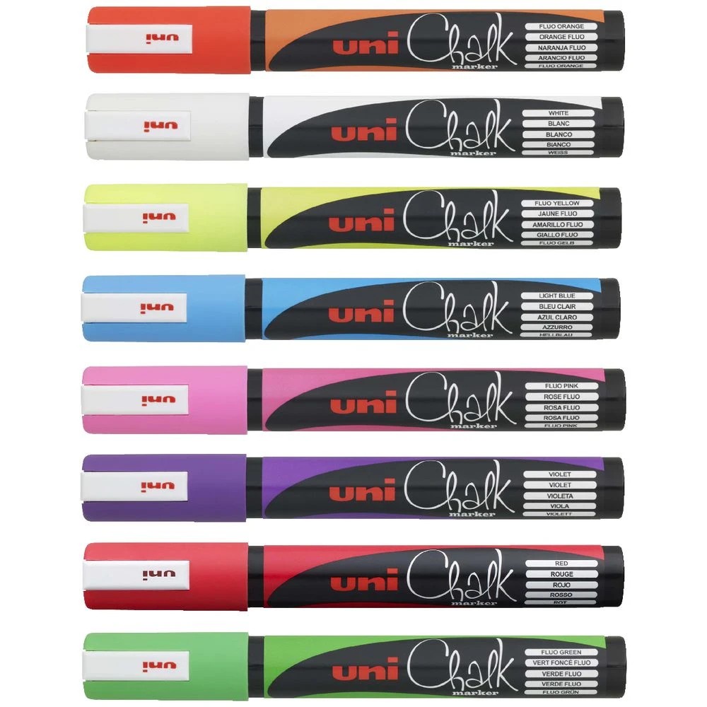 2 Uni Liquid Chalk Marker Bullet Assorted 8 Pack, 2 of 2
