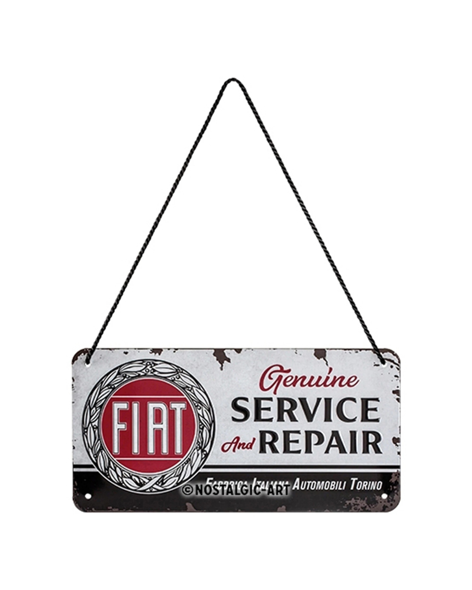 1 Nostalgic-Art Metal Hanging Sign 10x20cm Wall Decor - Fiat Service & Repair - Multi, 1 of 1