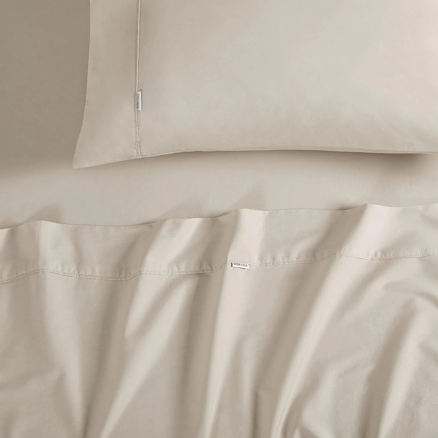 3 Gioia Casa Vintage Washed Cotton Sheet Set Soft Breathable - Double Bed - Natural, 3 of 4