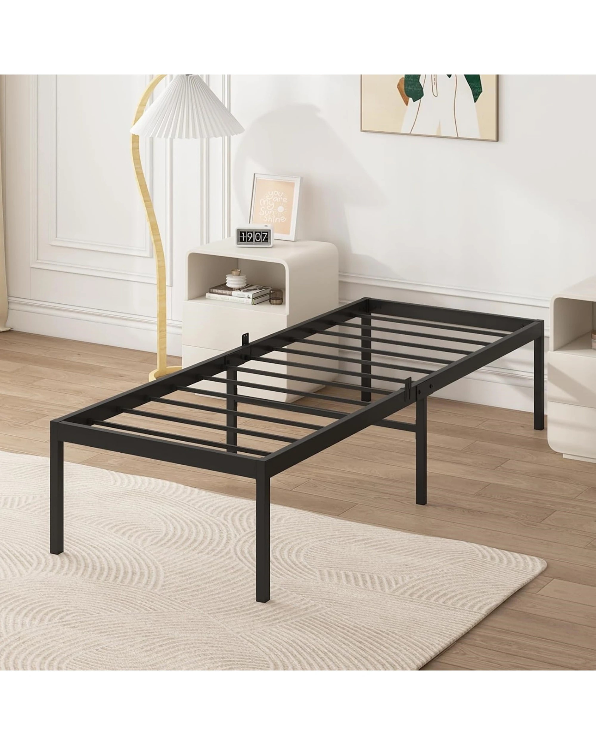 2 Advwin Single Metal Bed Frame Black, 2 of 8