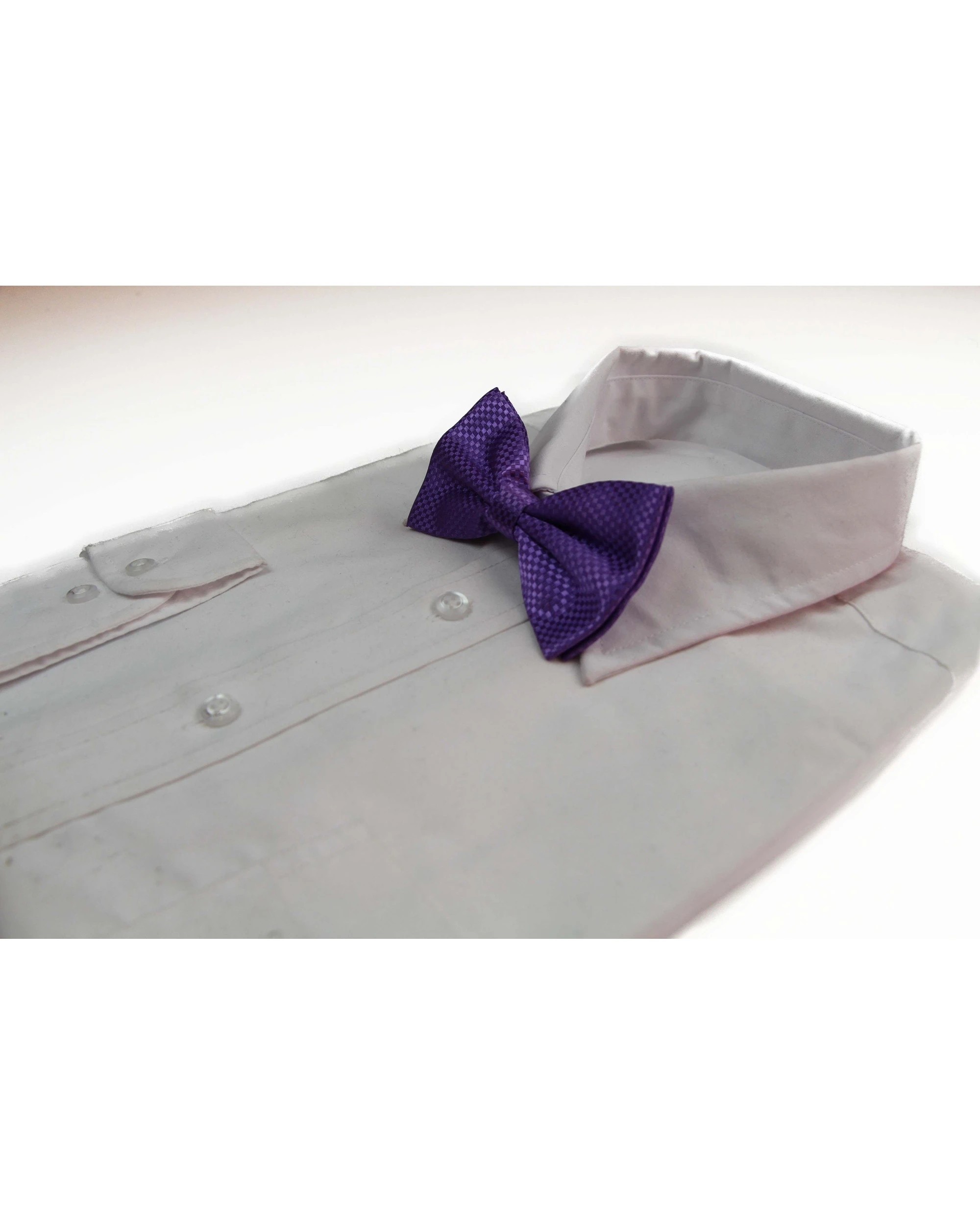 1 Zasel Mens Light Purple Disco Shine Checkered Patterned Bow Tie - Purple, 1 of 4