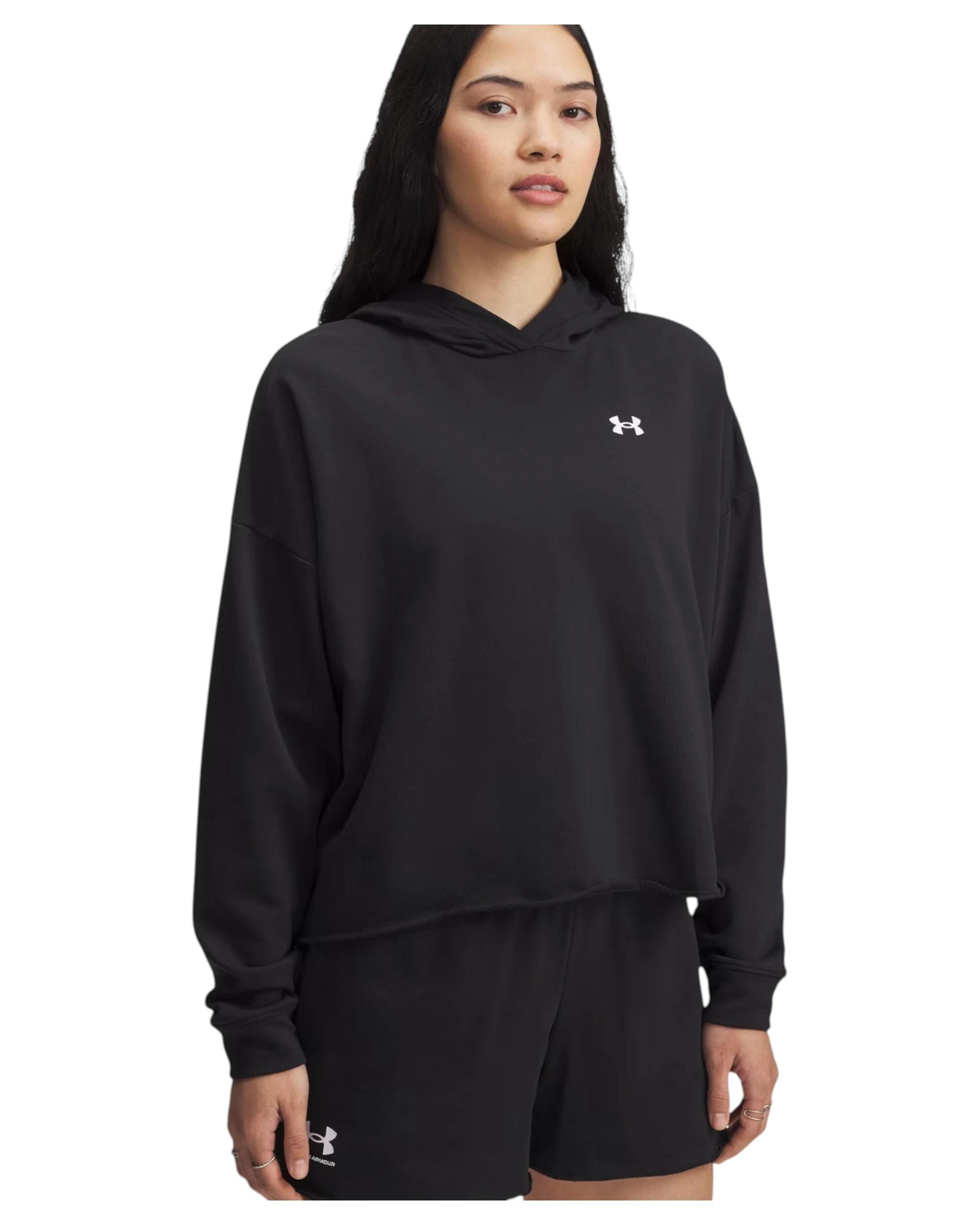 1 Under Armour Womens Rival Terry Oversized Black Hoodie BLACK, 1 of 1