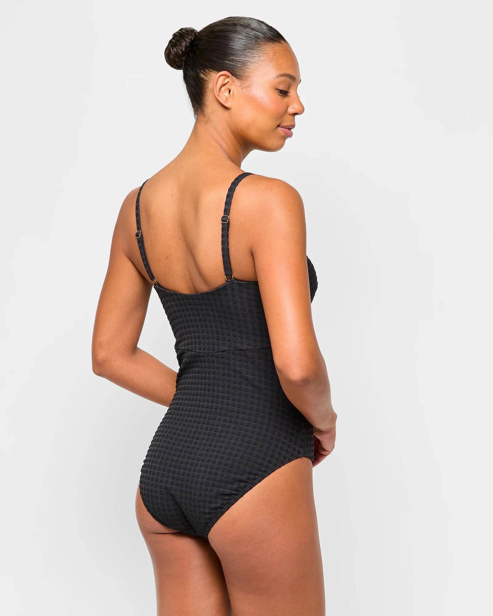 4 Target V-Front Textured One Piece Bathers - Shape Your Body BLACK, 4 of 9