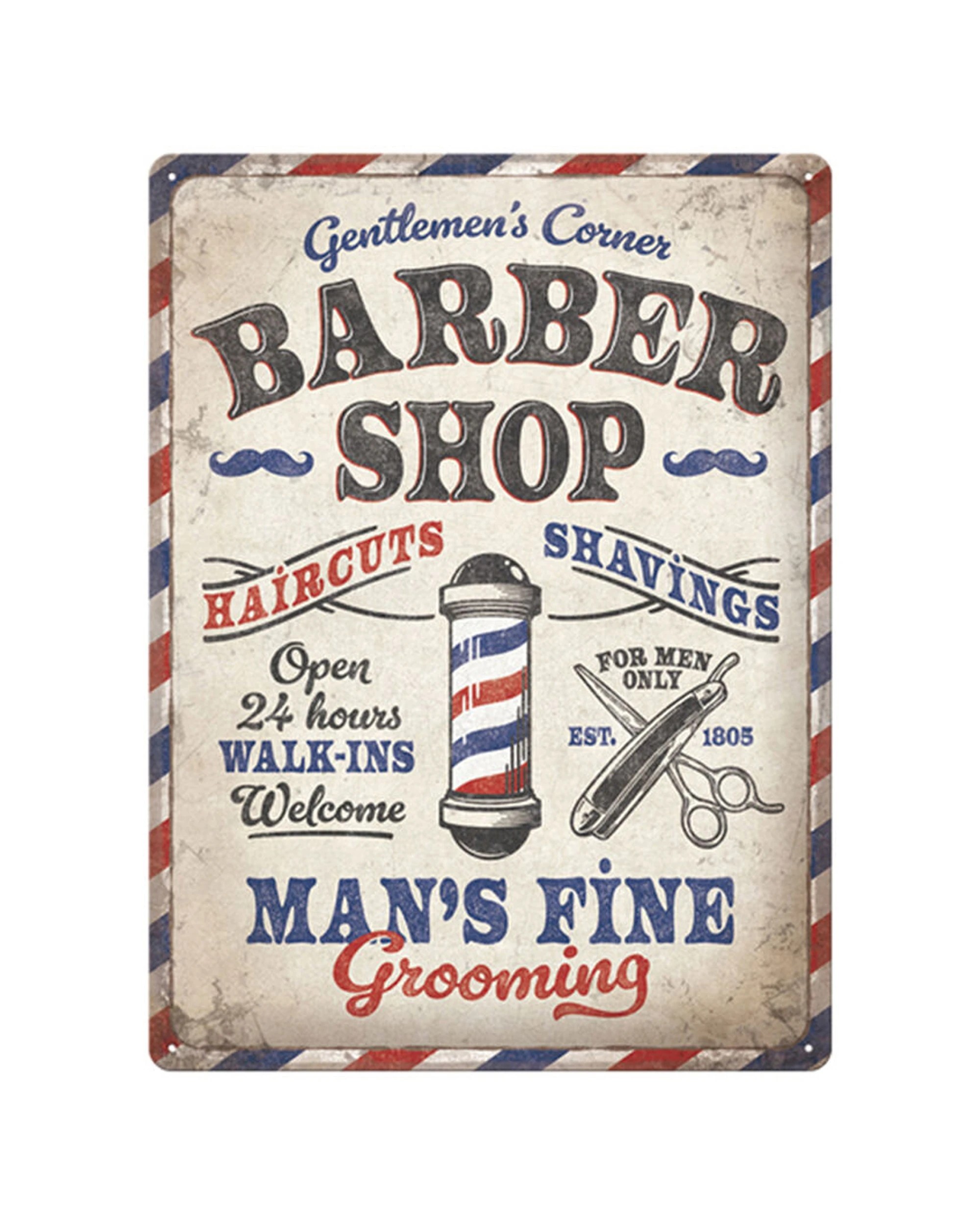1 Nostalgic-Art Large 30x40cm Metal Wall Art Sign Plaque - Barber Shop - Multi, 1 of 1