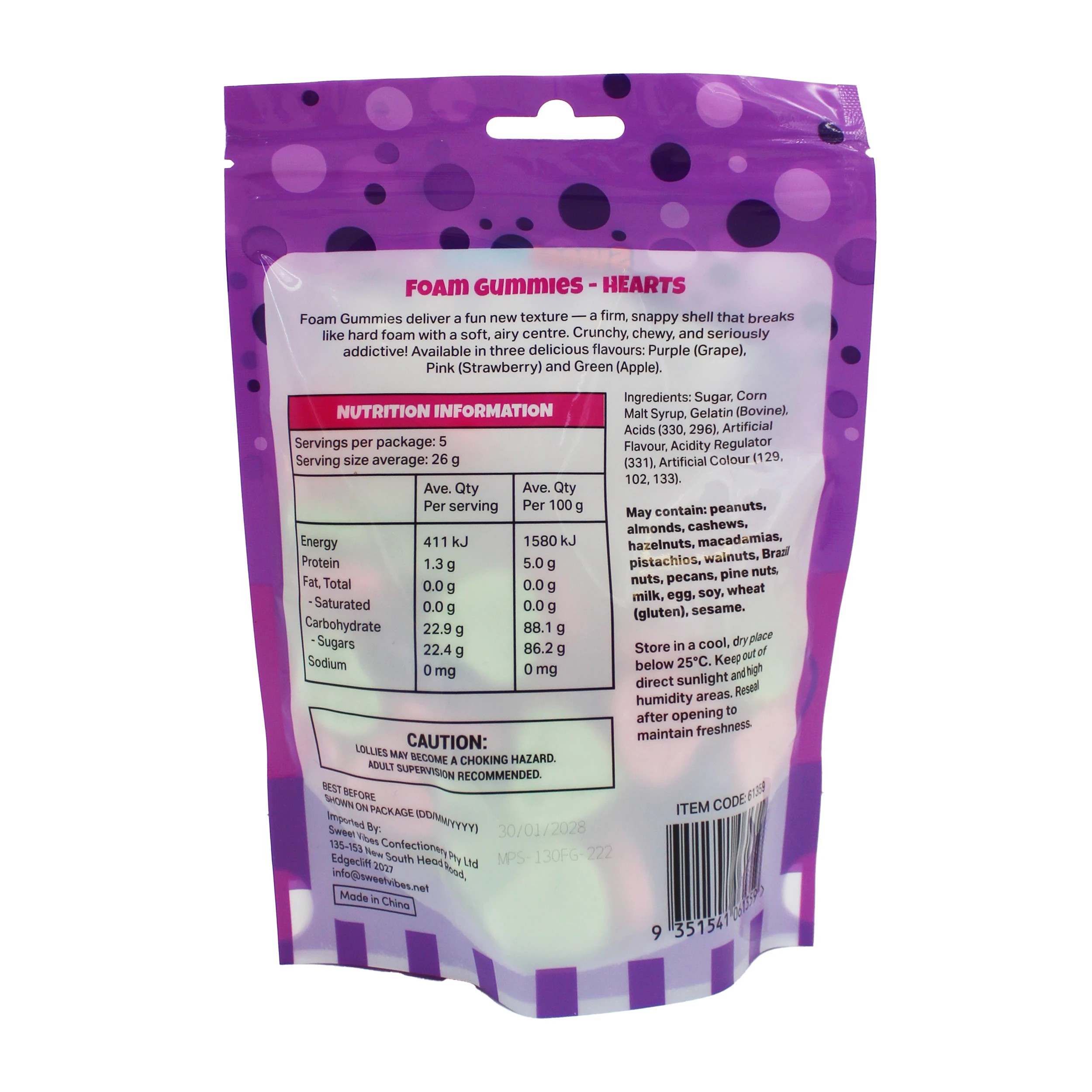 2 Sweet Vibes Foam Gummies 130g - Hearts, 2 of 4