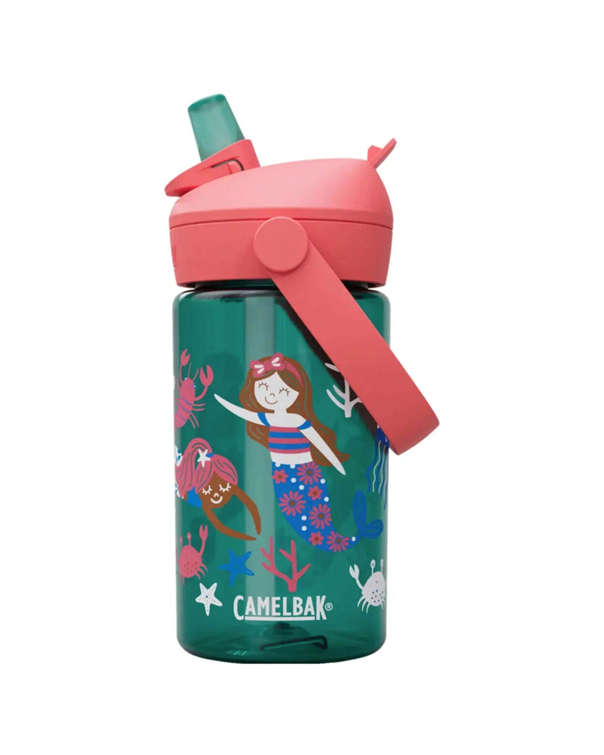 1 CamelBak Kids Thrive Flip Straw 400ml Drink Bottle Leakproof Mermaid Friends - Green, 1 of 4