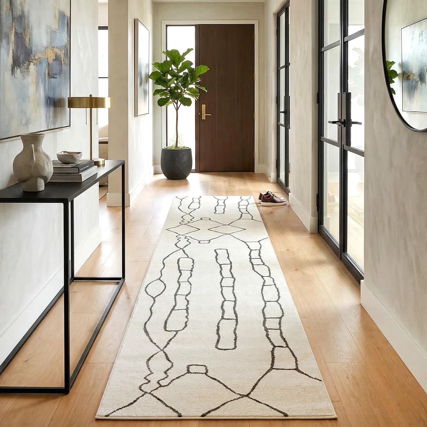 1 Common Ground Rugs Elysium Amy 300x80cm - Medium Runner Power Loomed Pet Friendly Rug - Natural, 1 of 5
