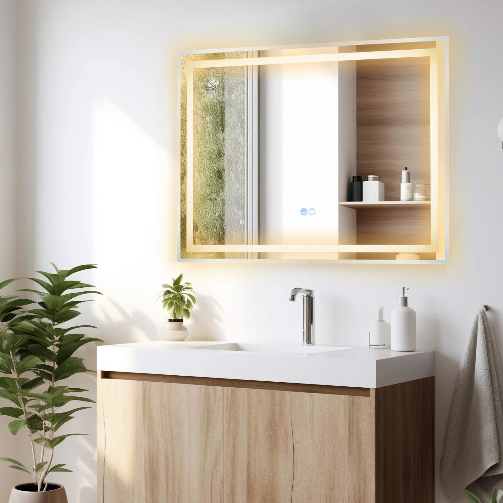 3 Costway Frameless 80x60cm LED Vanity Mirror Anti Fog Dimmable Wall Mounted Mirror, 3 of 3