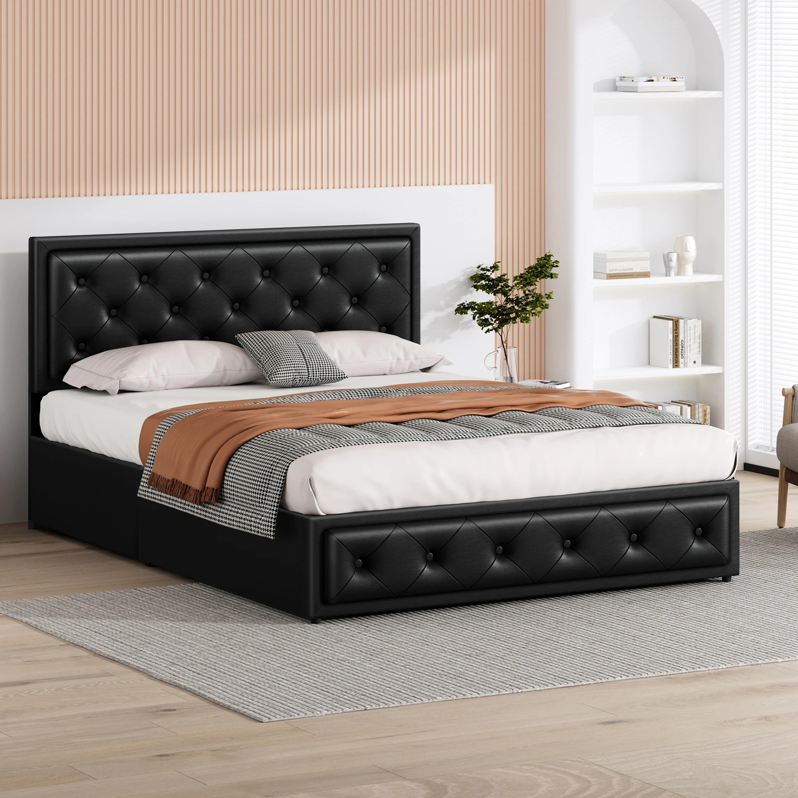 6 Alfordson Bed Frame Queen Size Gas Lift Storage Mattress Base Leather Dinana - Black, 6 of 10