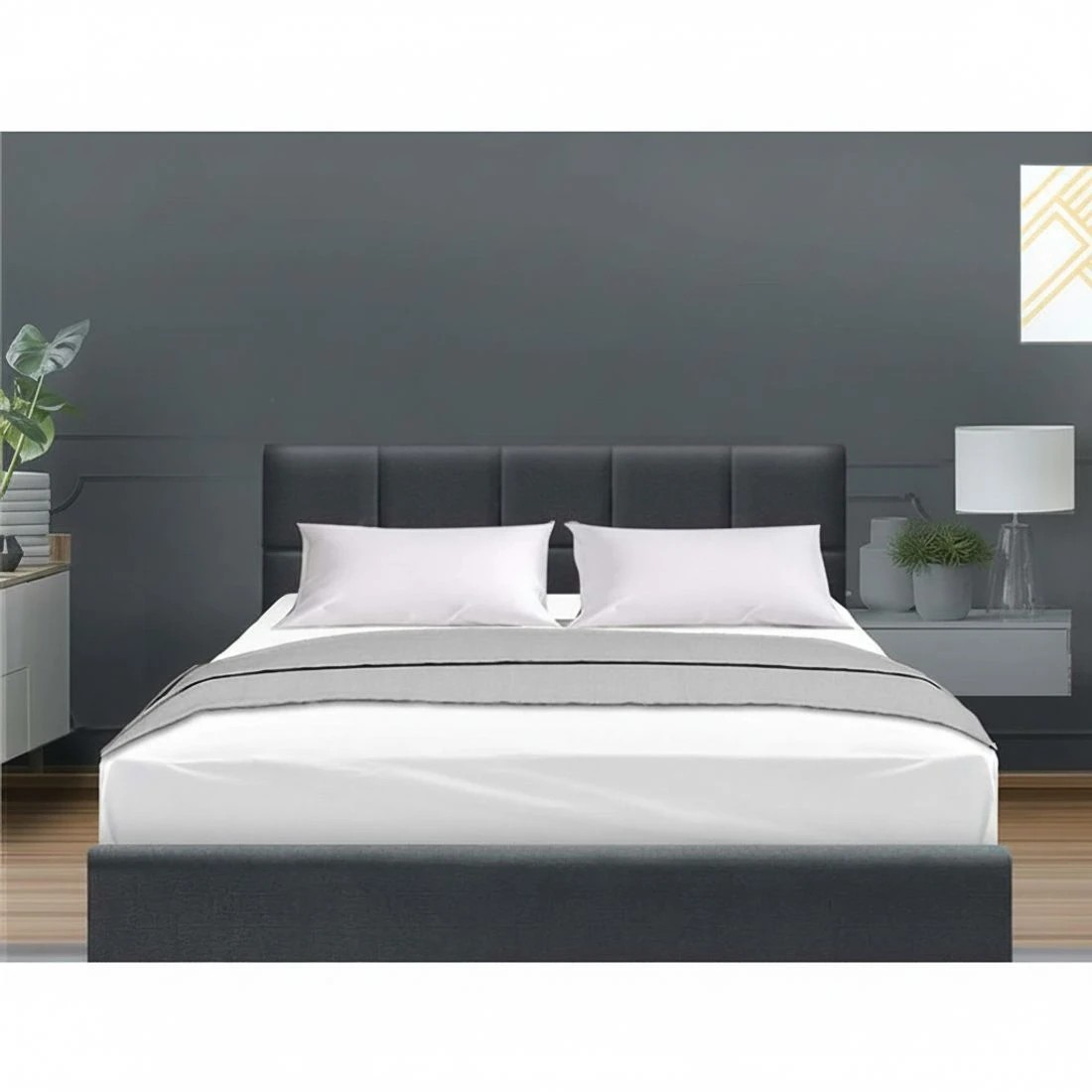 4 Artiss Bed Frame Double Size Charcoal TINO - Charcoal, 4 of 7