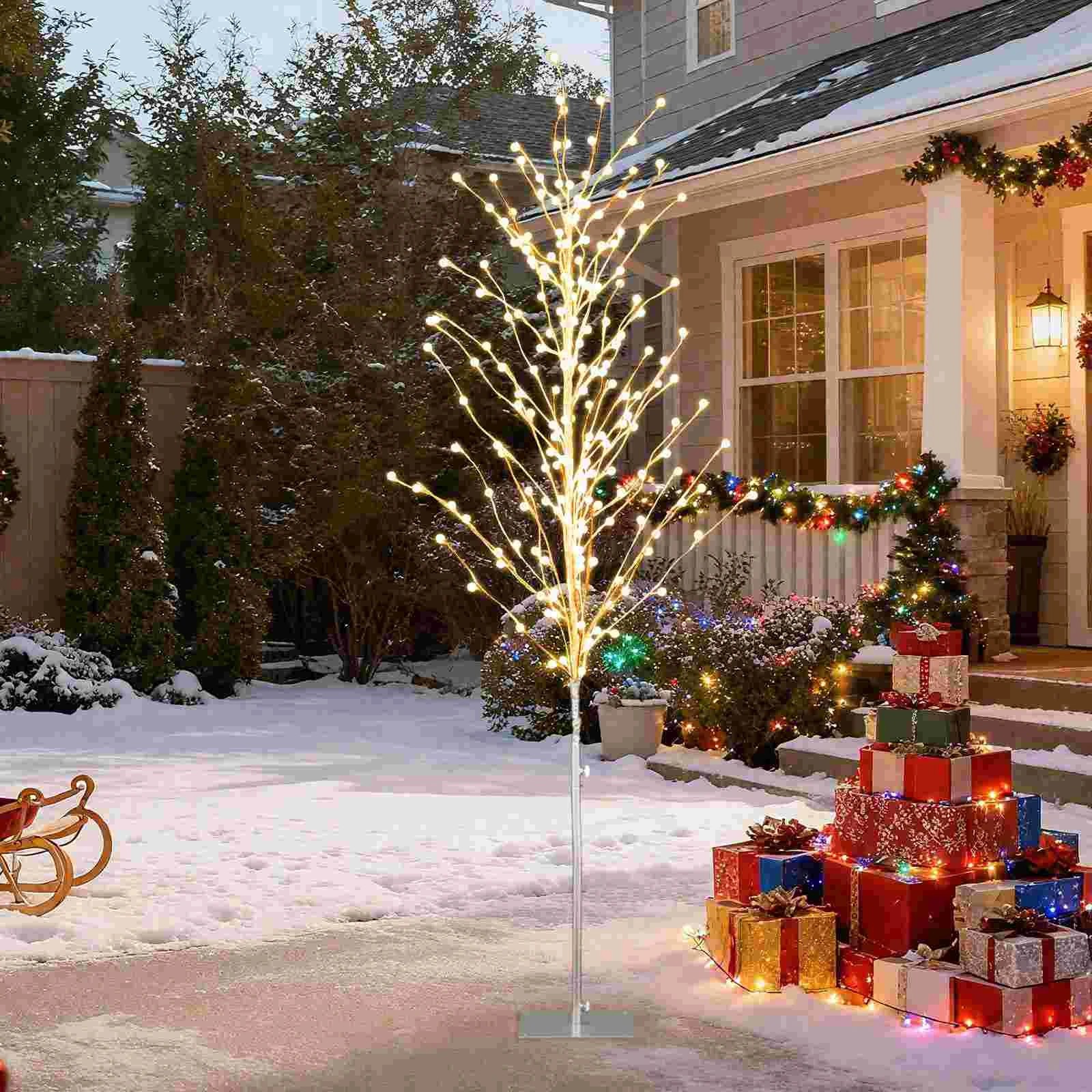 3 Costway 1.86M Birch Tree Artificial Christmas Twig Tree Holiday Party Xmas Decor 200 LED Lights, 3 of 3