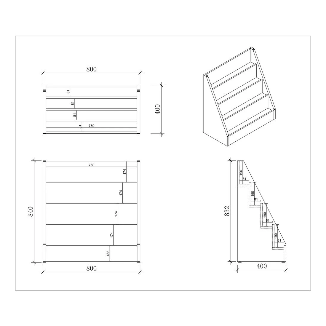 3 Young Kids Educational Tiered Bookcase White, 3 of 3