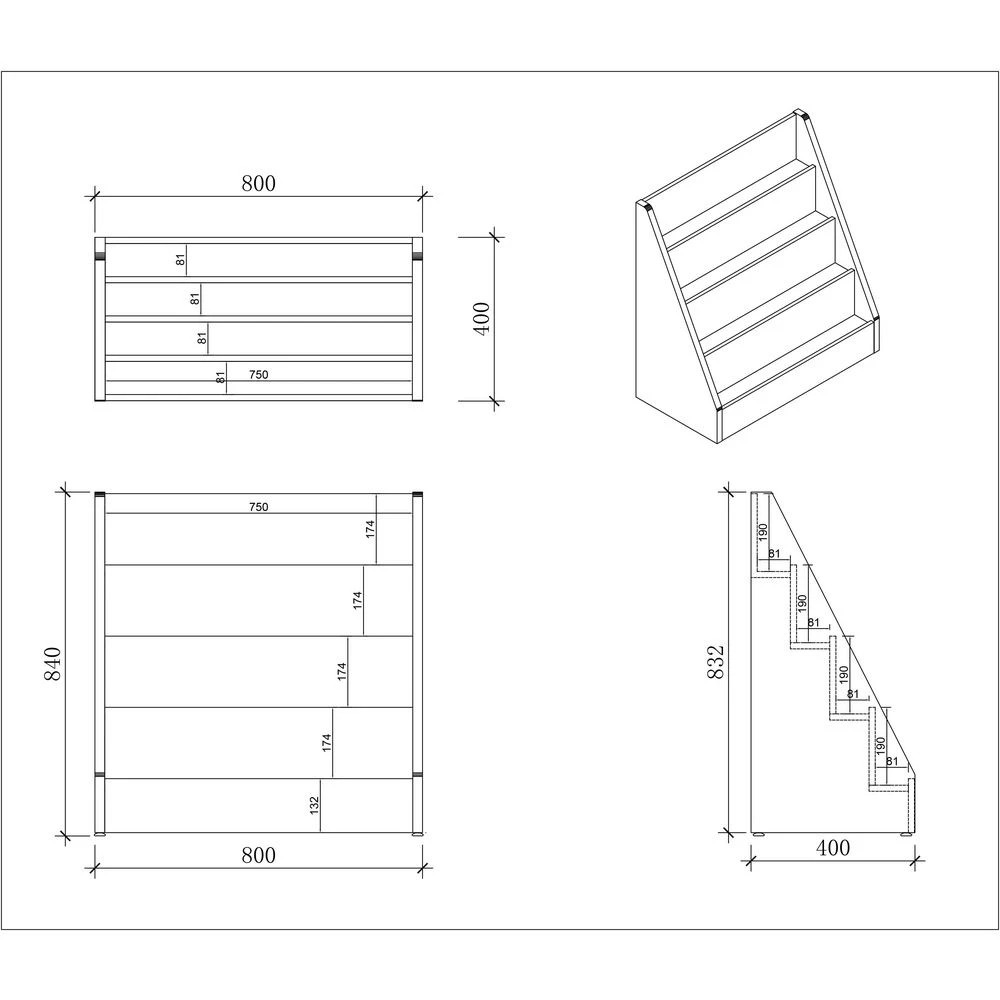 3 Young Kids Educational Tiered Bookcase White Kids Storage & Furniture, 3 of 3