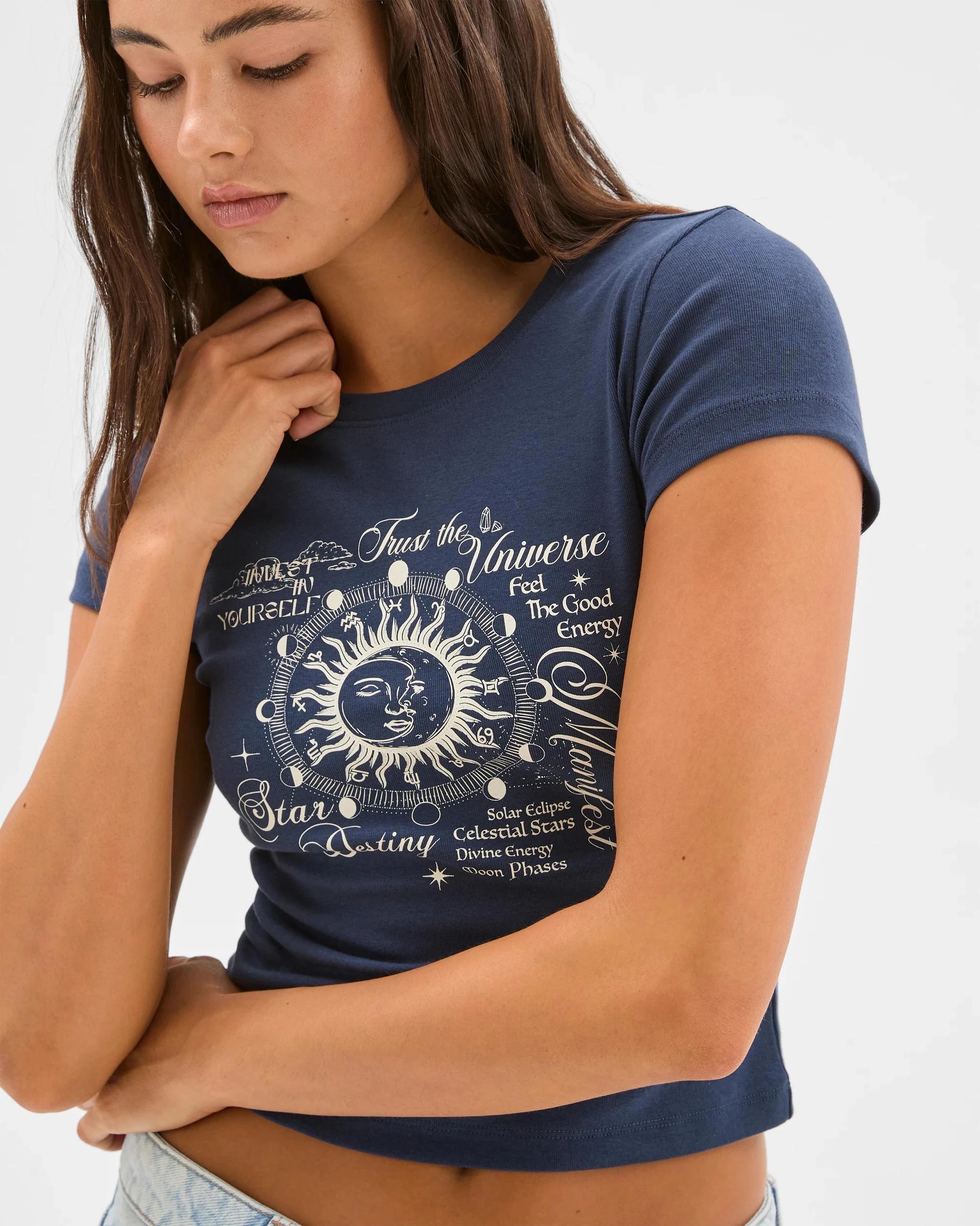 5 Australian Cotton Graphic Baby Crop T-Shirt - Lily Loves NAVY STAR DESTINY, 5 of 6