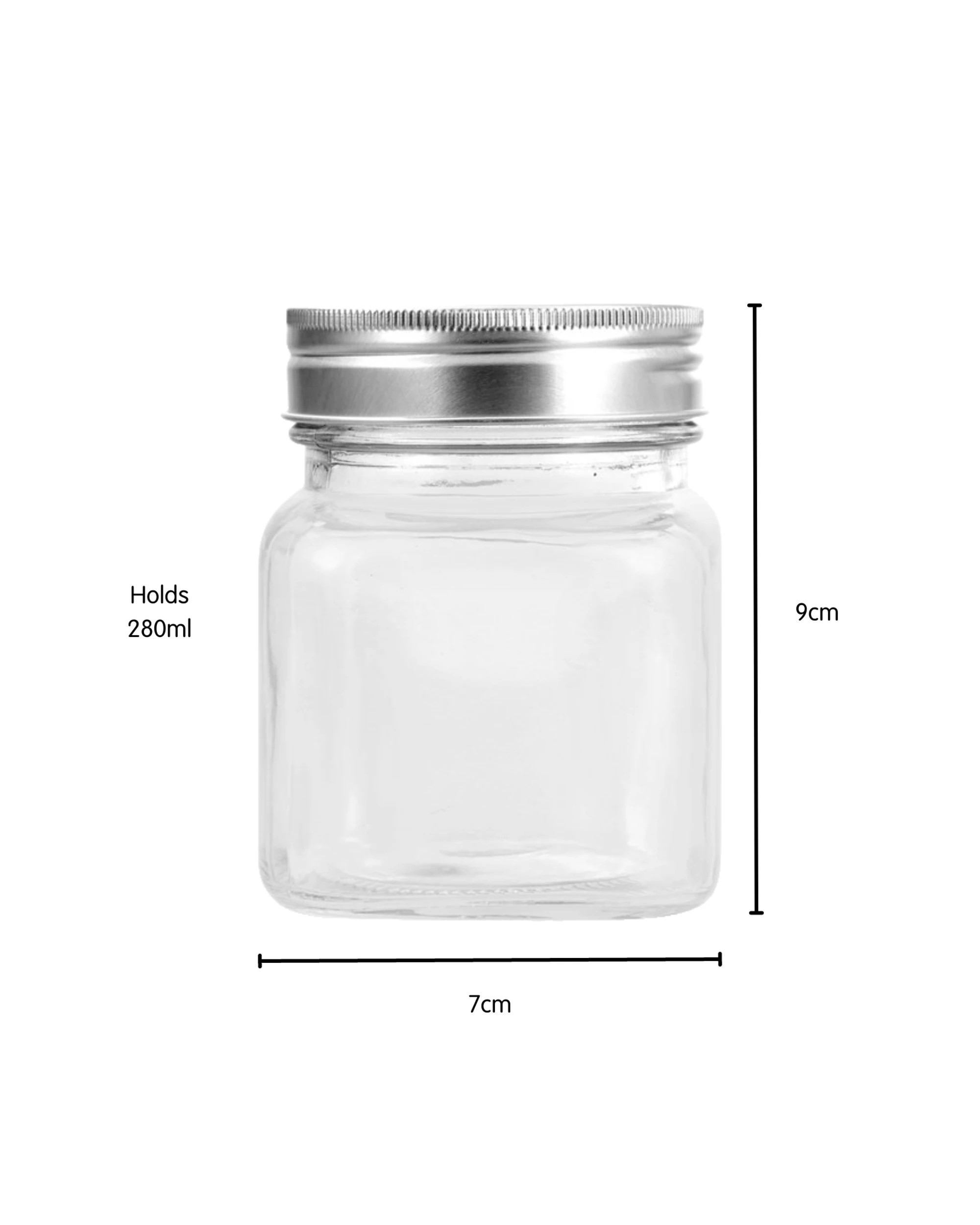 2 Lemon & Lime Capri Square Screw Top Air Tight Glass Preserving Jars 280ml Pack of 4 - Clear, 2 of 3
