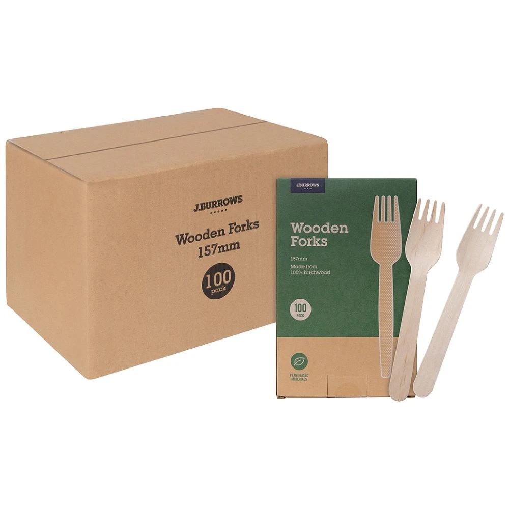 1 J.Burrows Wooden Forks 157mm 2000 Pack, 1 of 3