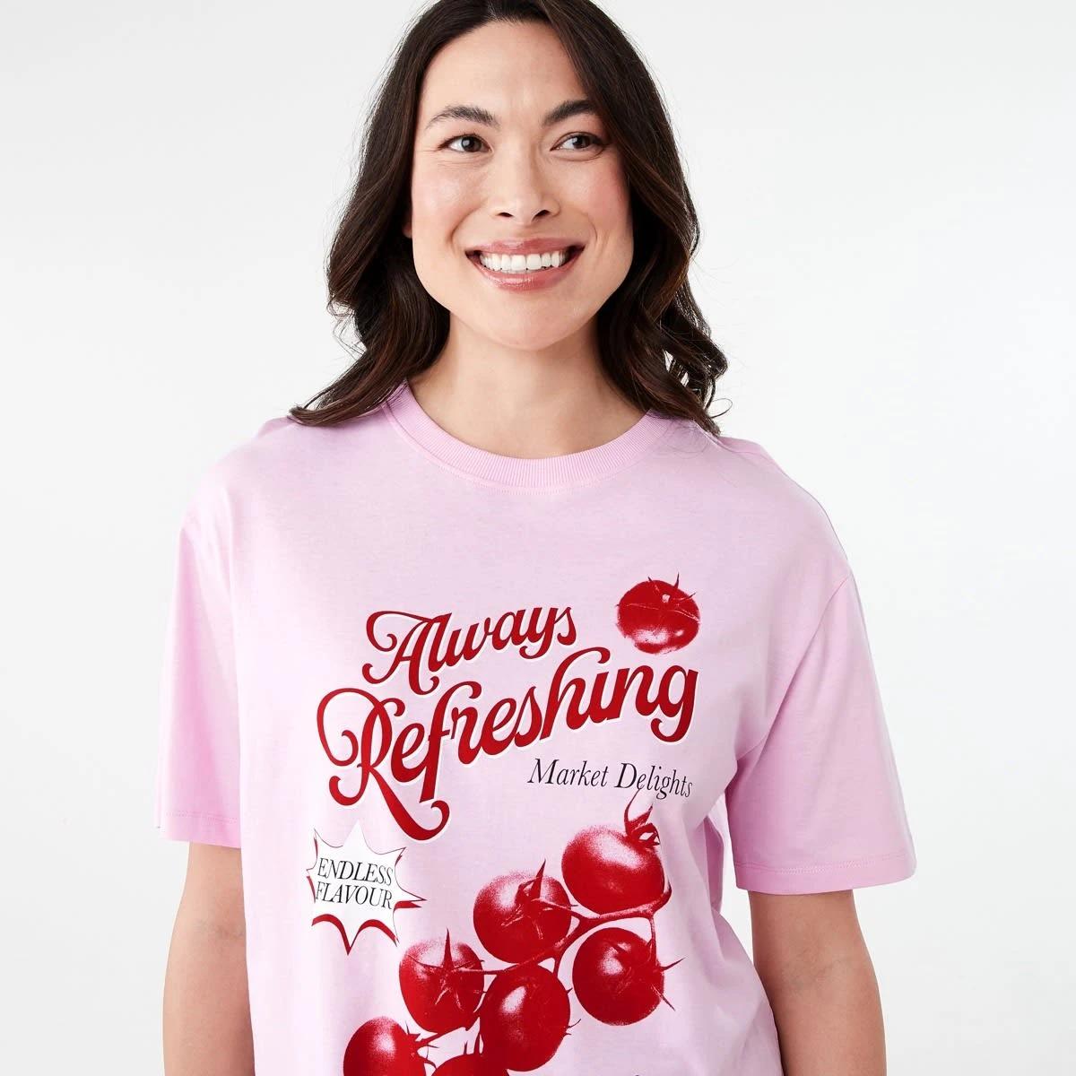 4 Short Sleeve Oversized Boyfriend T-shirt REFRESHING PINK BOUQUET, 4 of 5