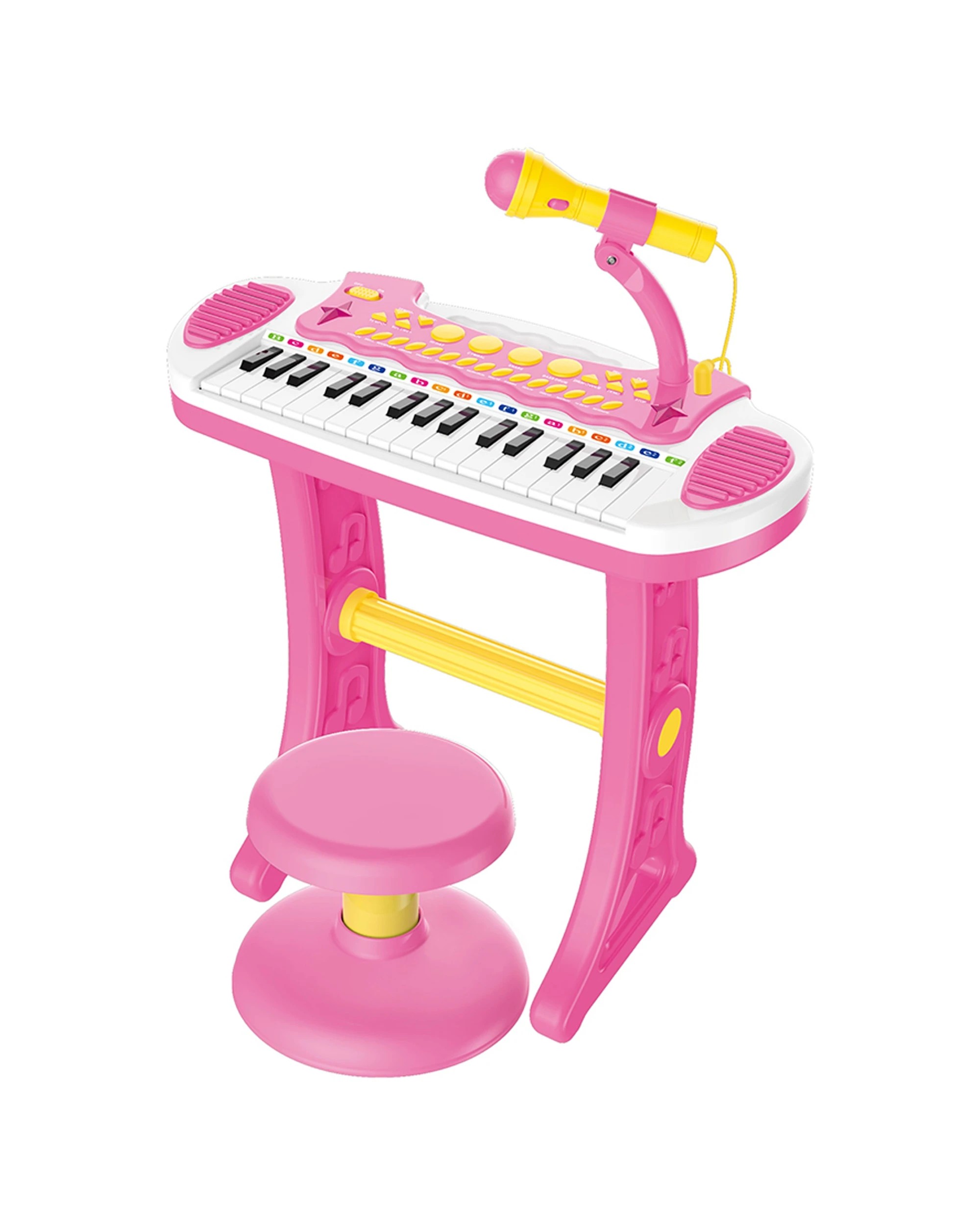 3 Lenoxx 31 Key Kids Electronic Keyboard With Stool Stand Microphone - Pink, 3 of 9