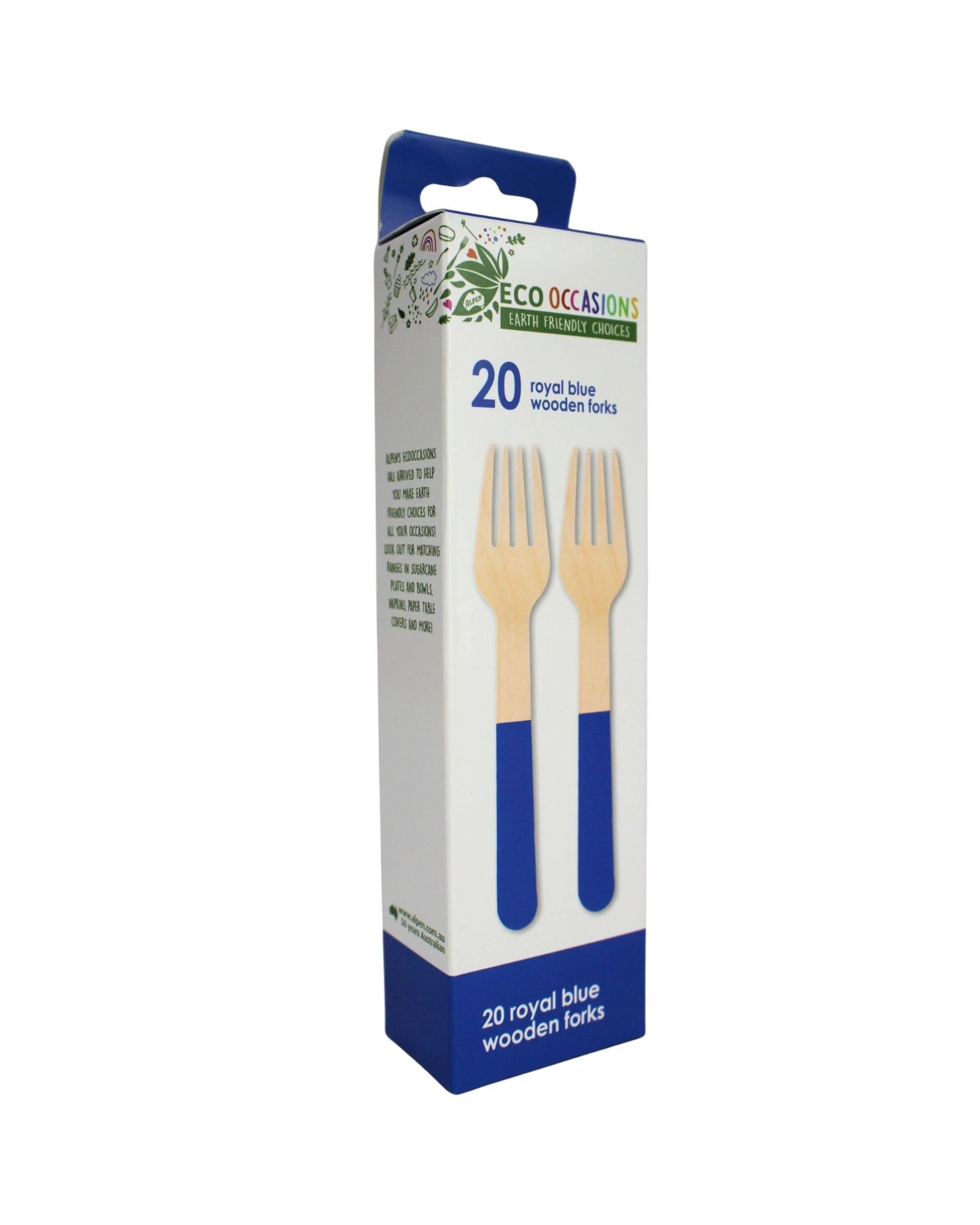 2 Alpen Wooden Dipped Forks Royal Pack of 20 - Blue, 2 of 2