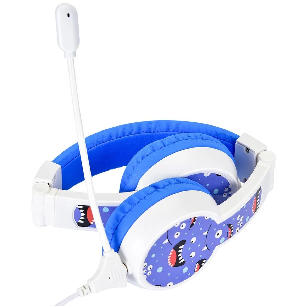 5 BONELK My-Style Kids Wired Headphones w Boom Mic White/Blue, 5 of 8