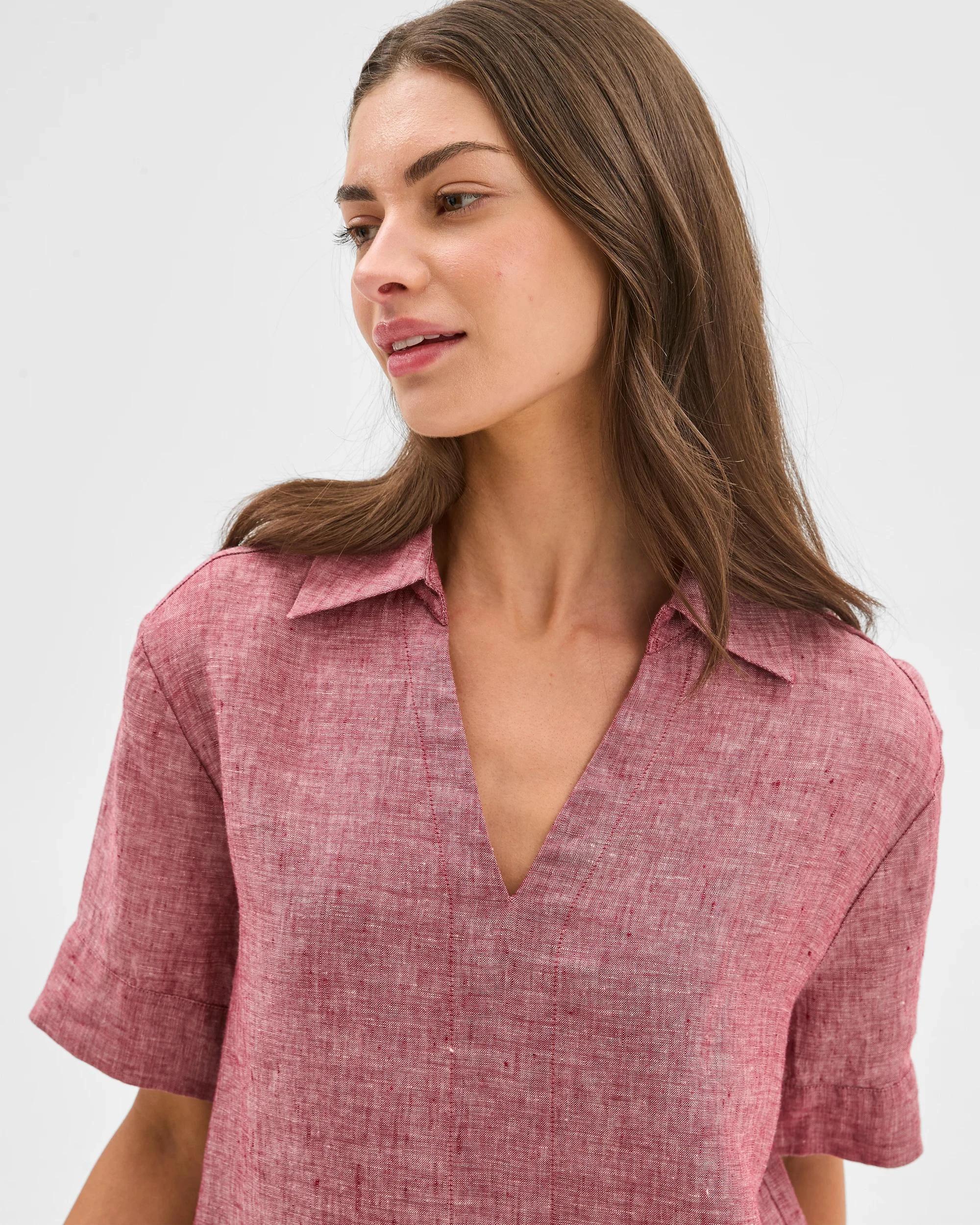 6 Target Petites European Linen Popover Top RHUBARB X-DYE, 6 of 6