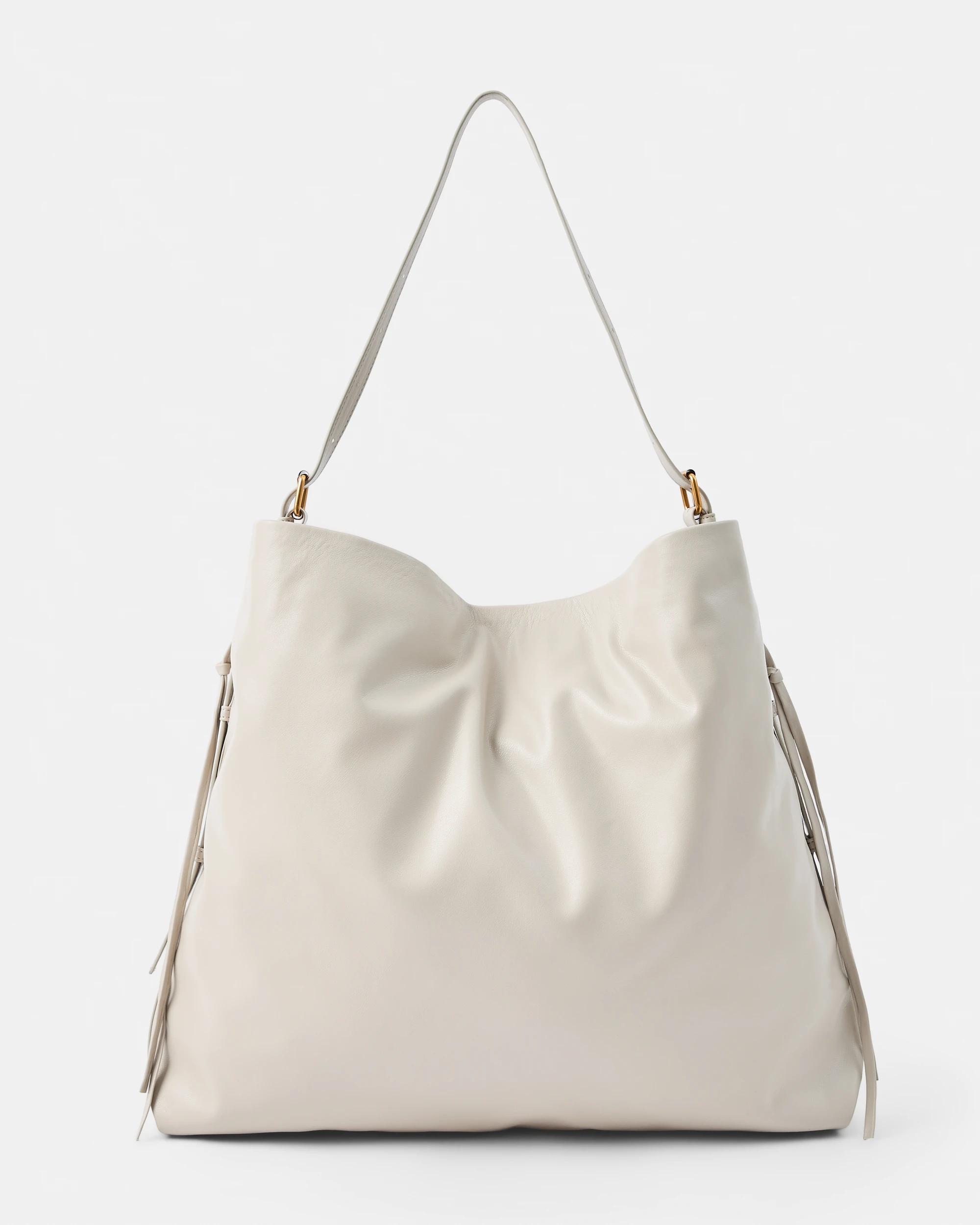 1 Slouchy Ruched Tote Bag Mist Taupe, 1 of 7