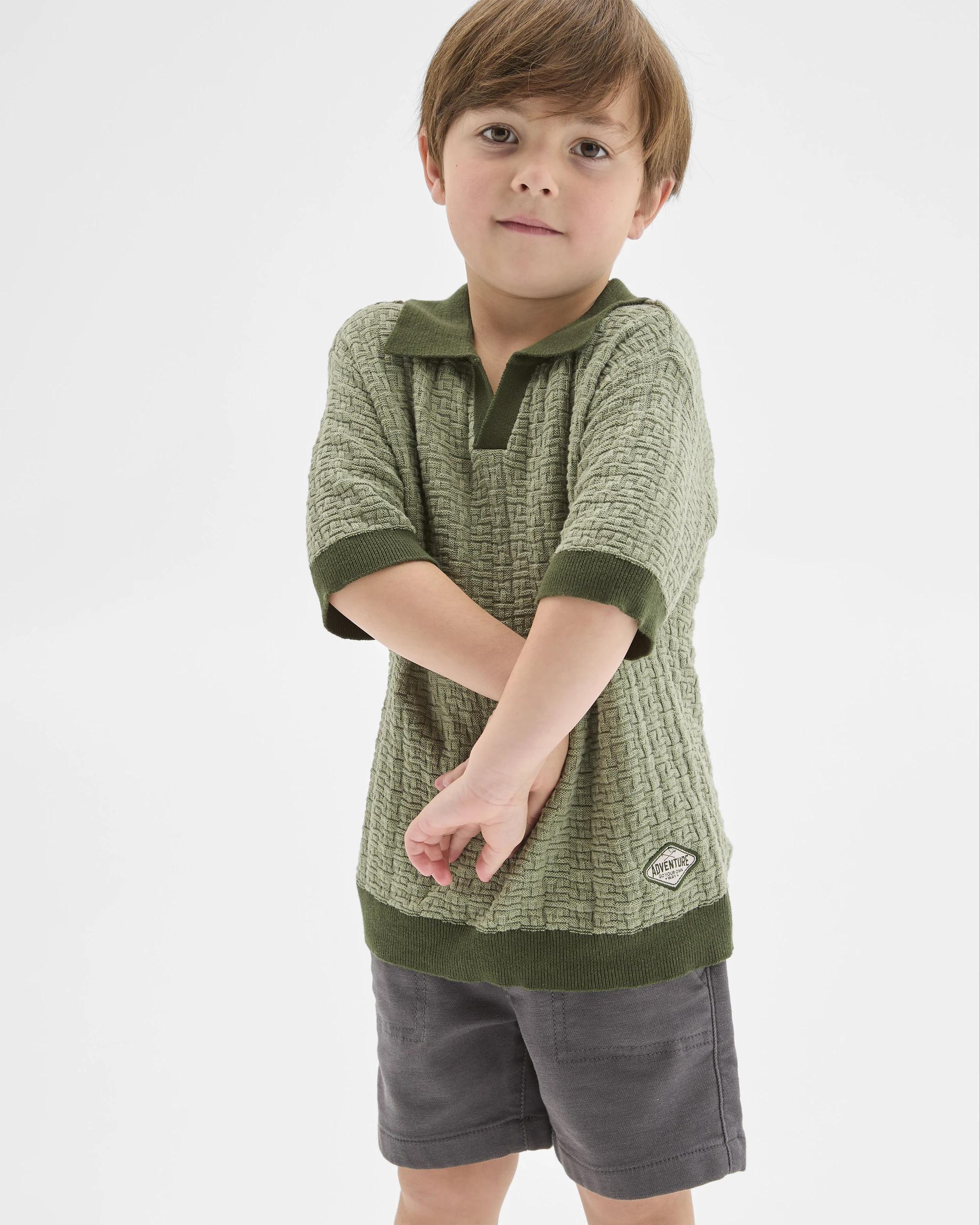 1 Target Kids Australian Cotton Short Sleeve Knit Polo Top SEA SPRAY, 1 of 7
