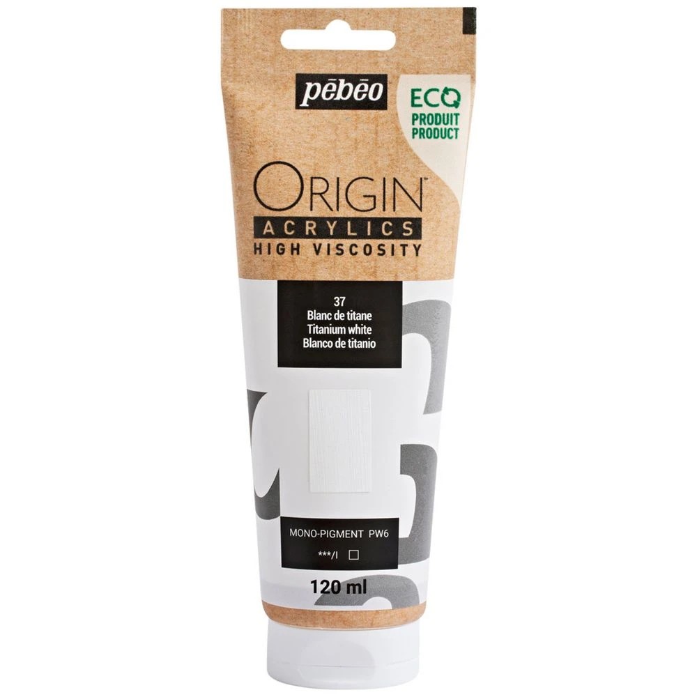 1 Pebeo Origin Acrylic Paint 120mL Titanium White, 1 of 3