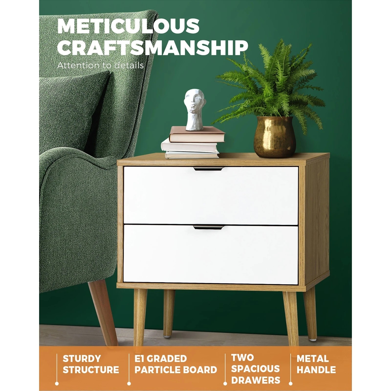 4 Oikiture Bedside Tables 2 Drawers Side Table Nightstand
 - Multi, 4 of 10