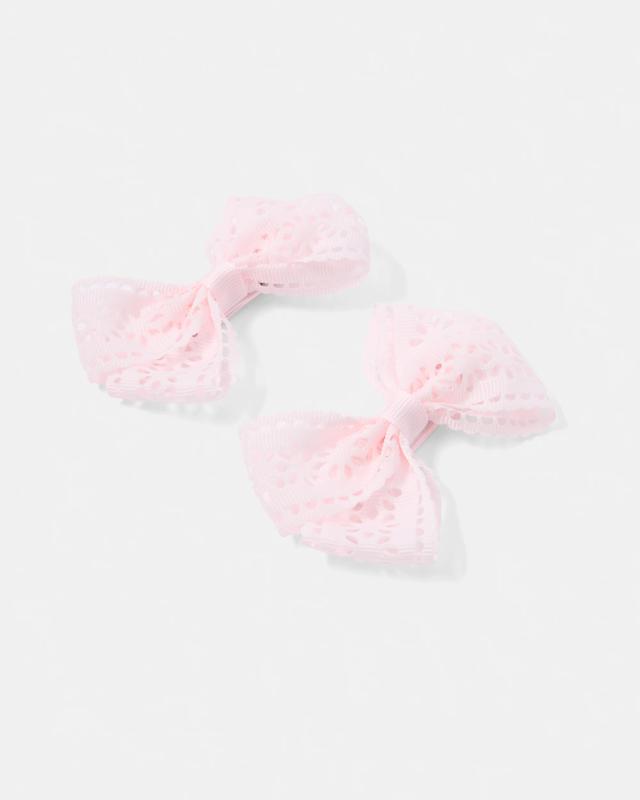 2 Pack Pink Laser Cut Bow Hair C