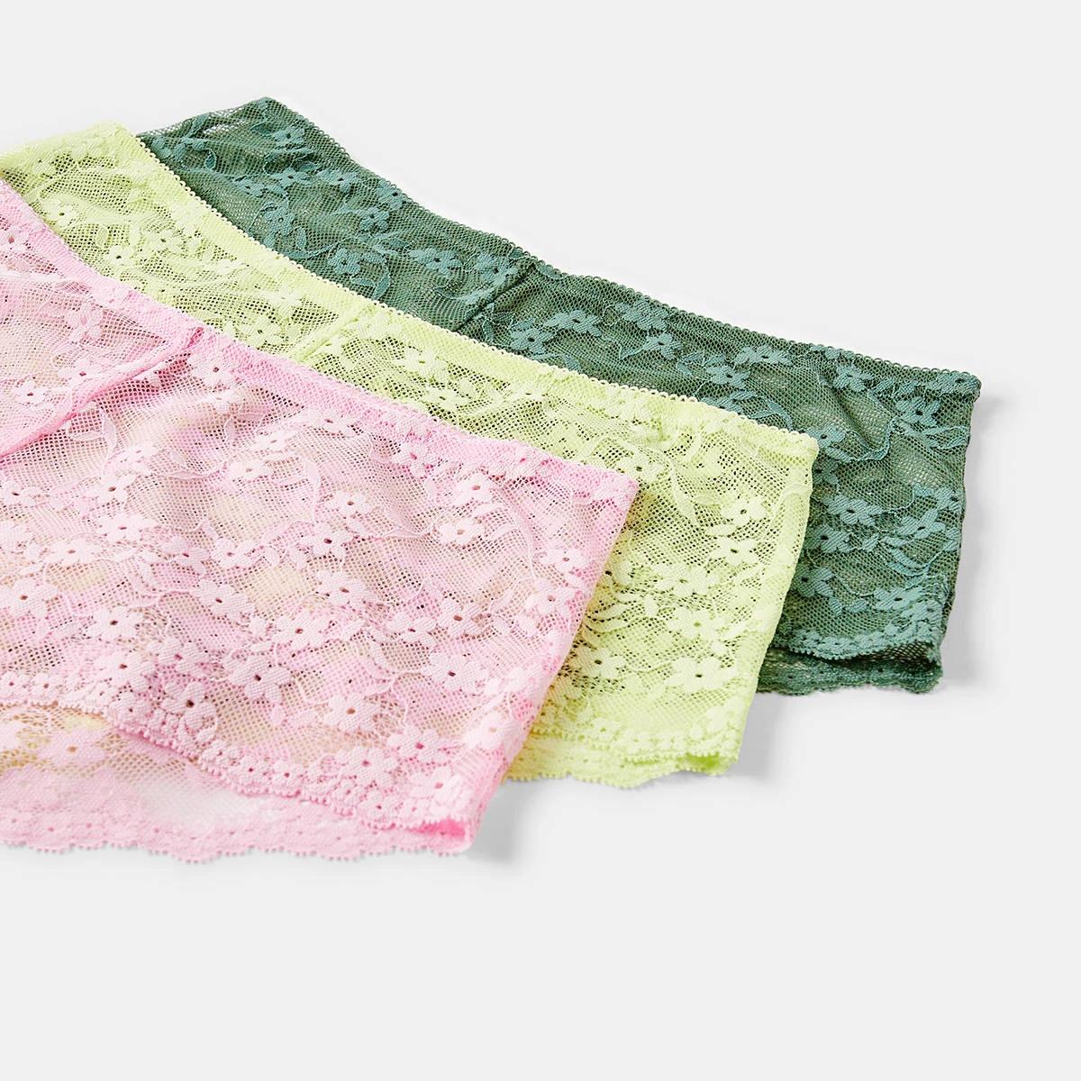 2 3 Pack Lace Boyleg Briefs Pl Sl Sg, 2 of 7