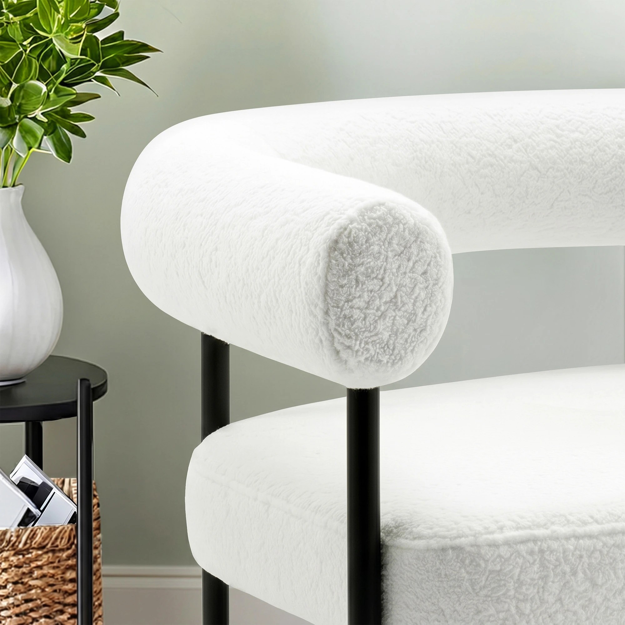 1 Artiss Armchair Accent Chair Curved Boucle - White, 1 of 4