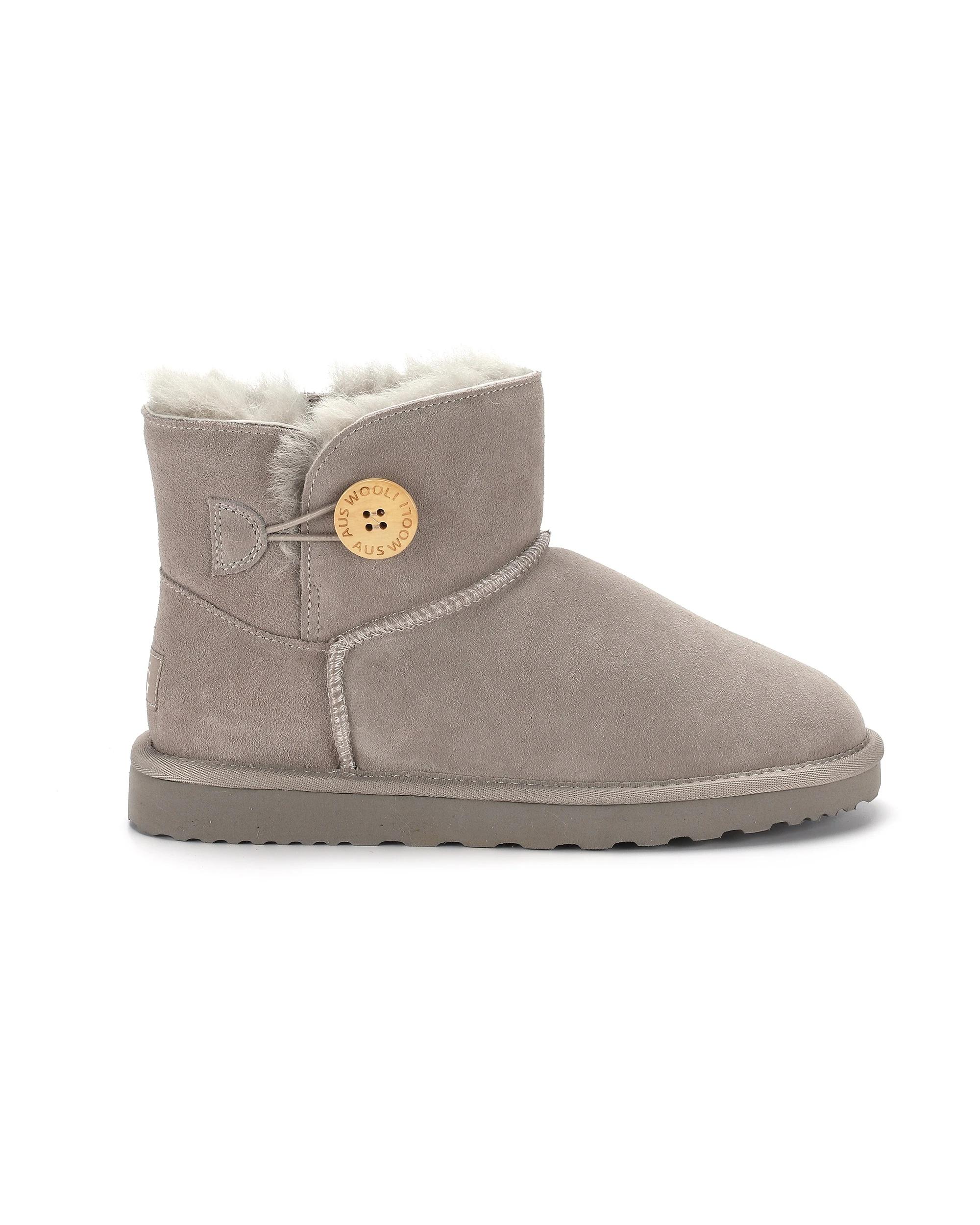 2 AUS WOOLI UGG Chic Short Sheepskin Button Boots LIGHTGREY, 2 of 7