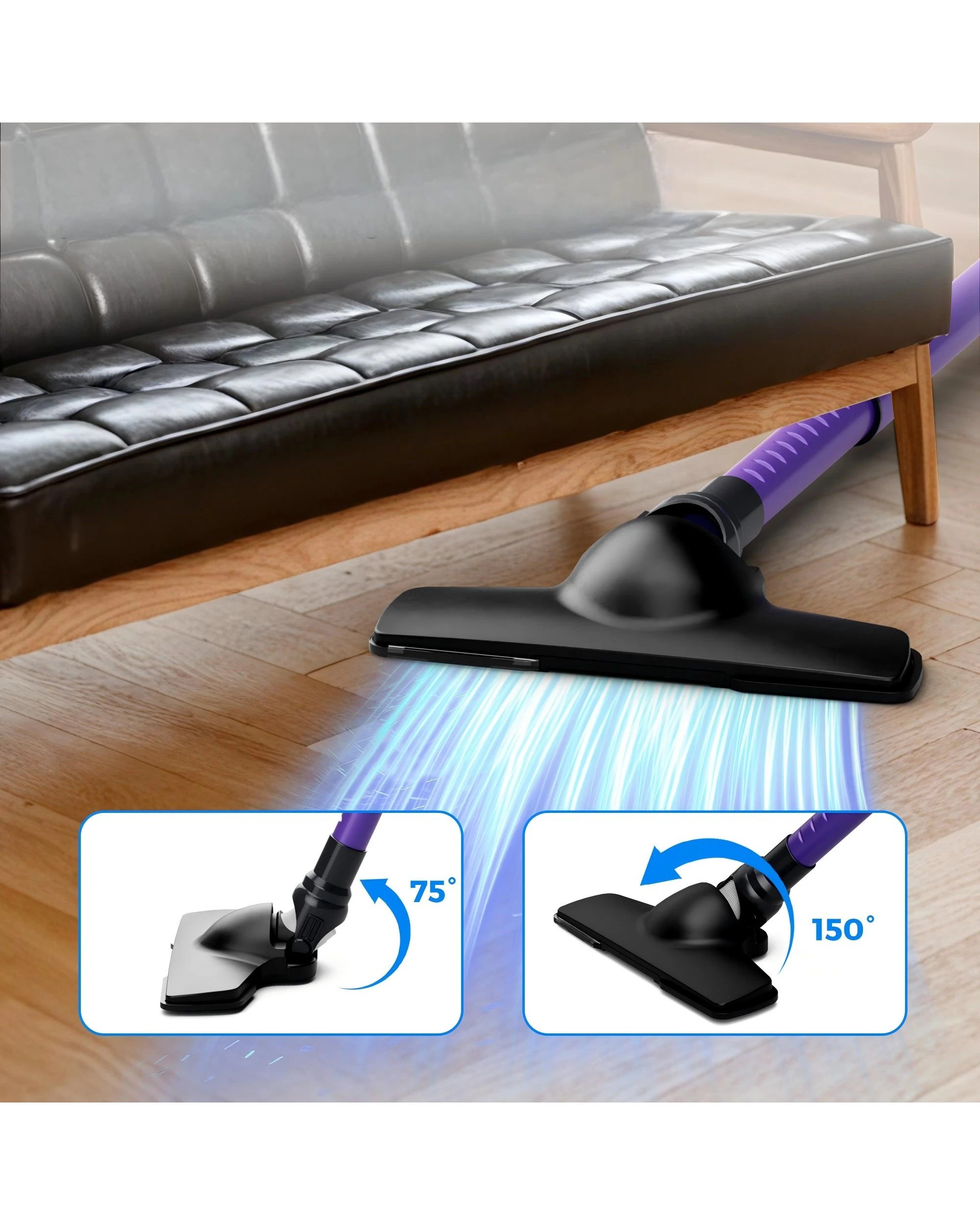 7 Yopower 4 in 1 600W Corded Vacuum Cleaner, 18KPa Stick Vacuum - Purple, 7 of 7